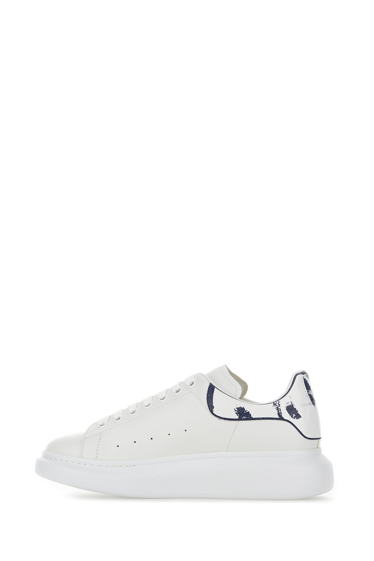 Shop Alexander Mcqueen White Leather Sneakers With Two-tone Leather Heel In White Indigo