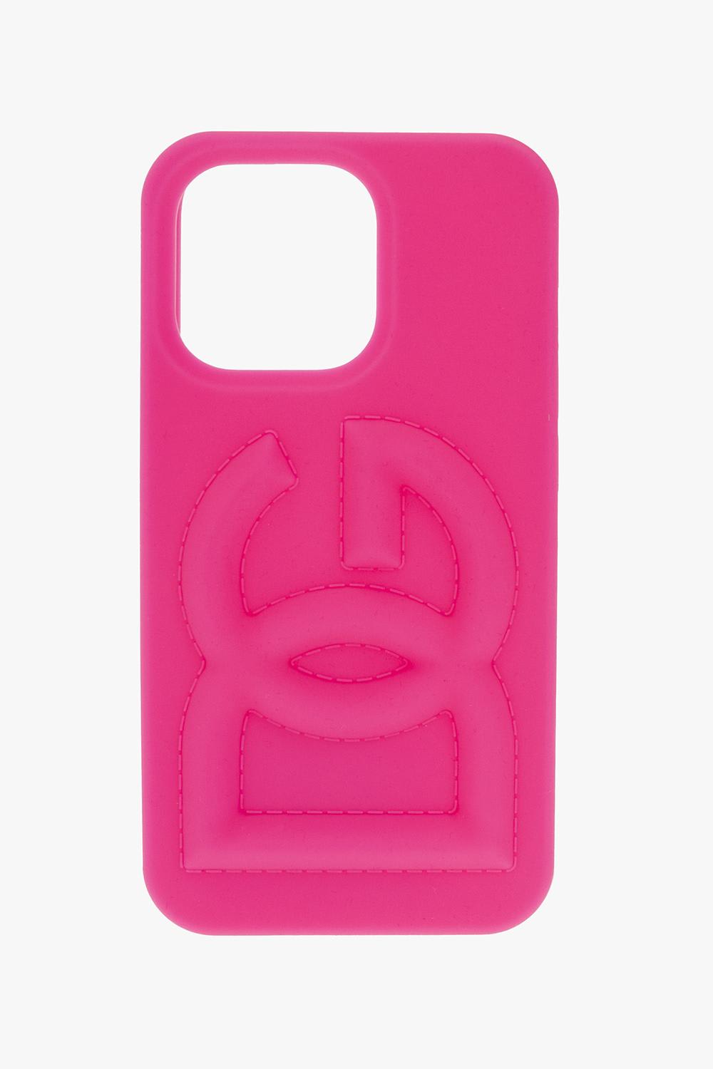 Dolce & Gabbana Fluo Rubber Iphone 13 Pro Case With Logo Embossing In Rosa