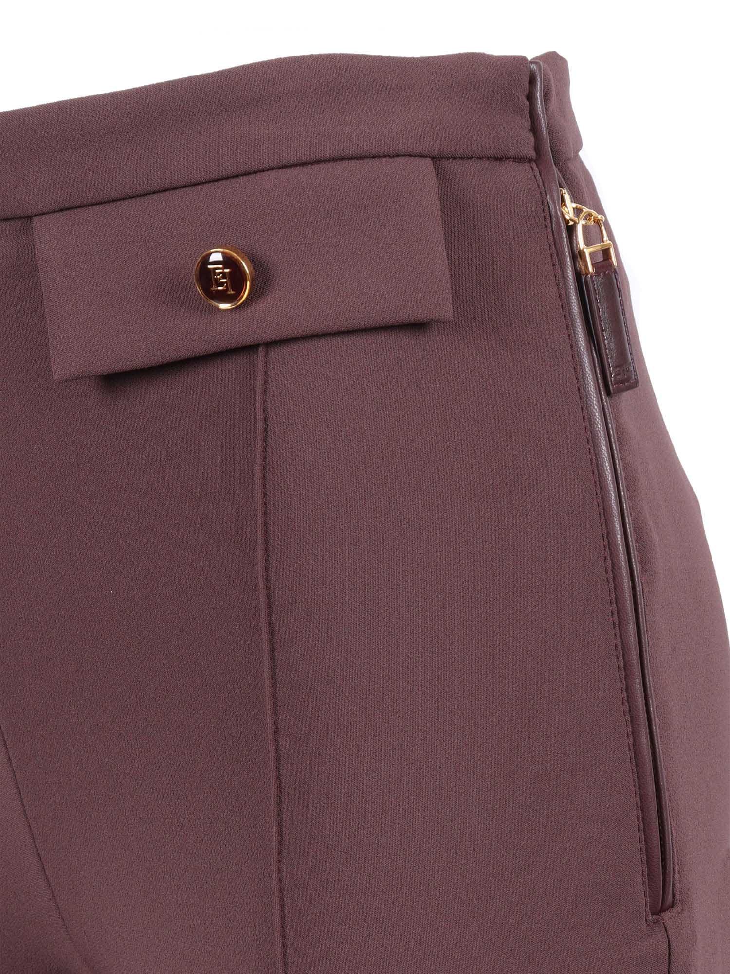Elisabetta Franchi High-waisted Palazzo Trousers In Burgundy