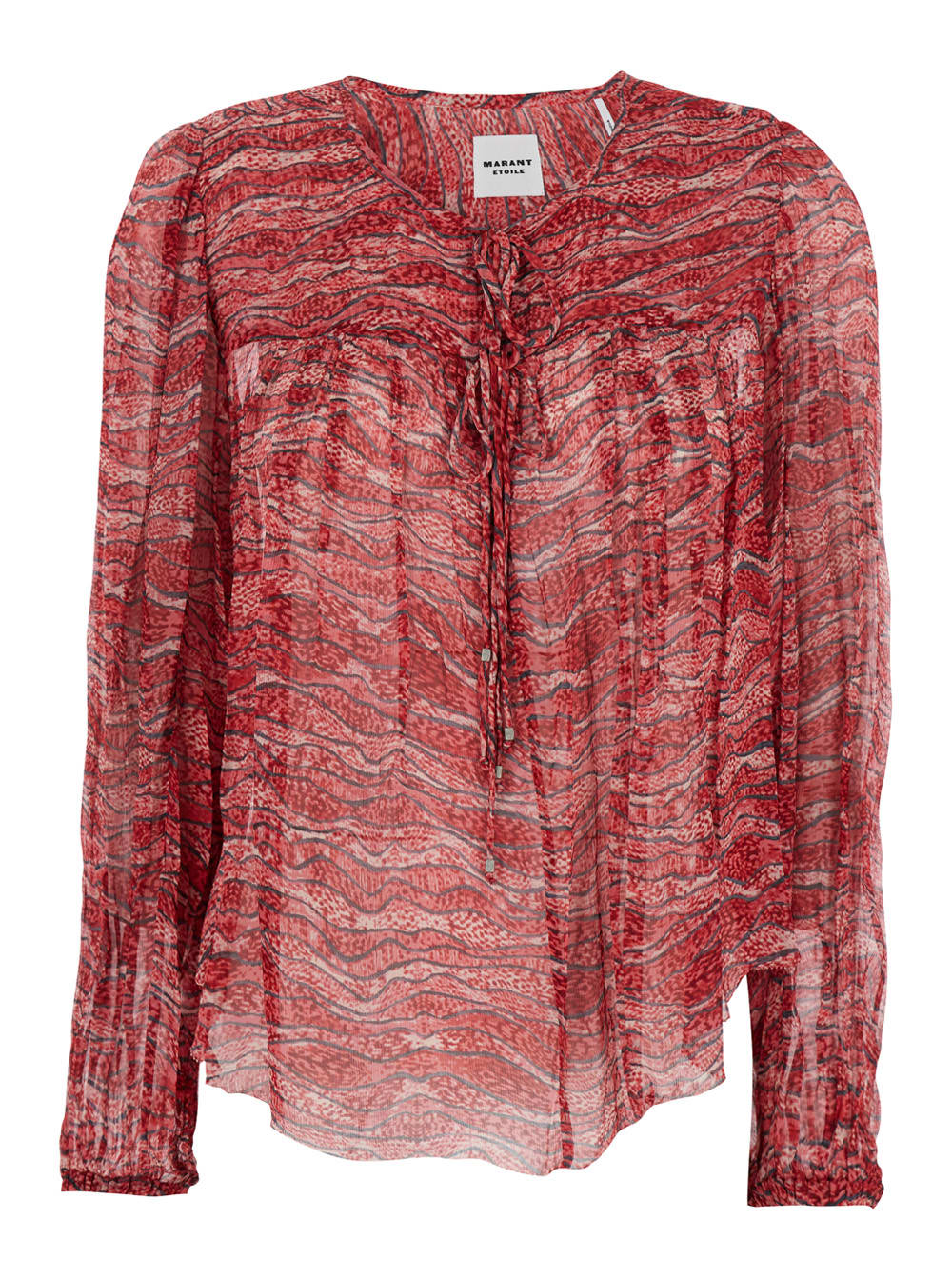 Marant Étoile advika Red Semi-transparent Shirt With All-over Print In Viscose Woman