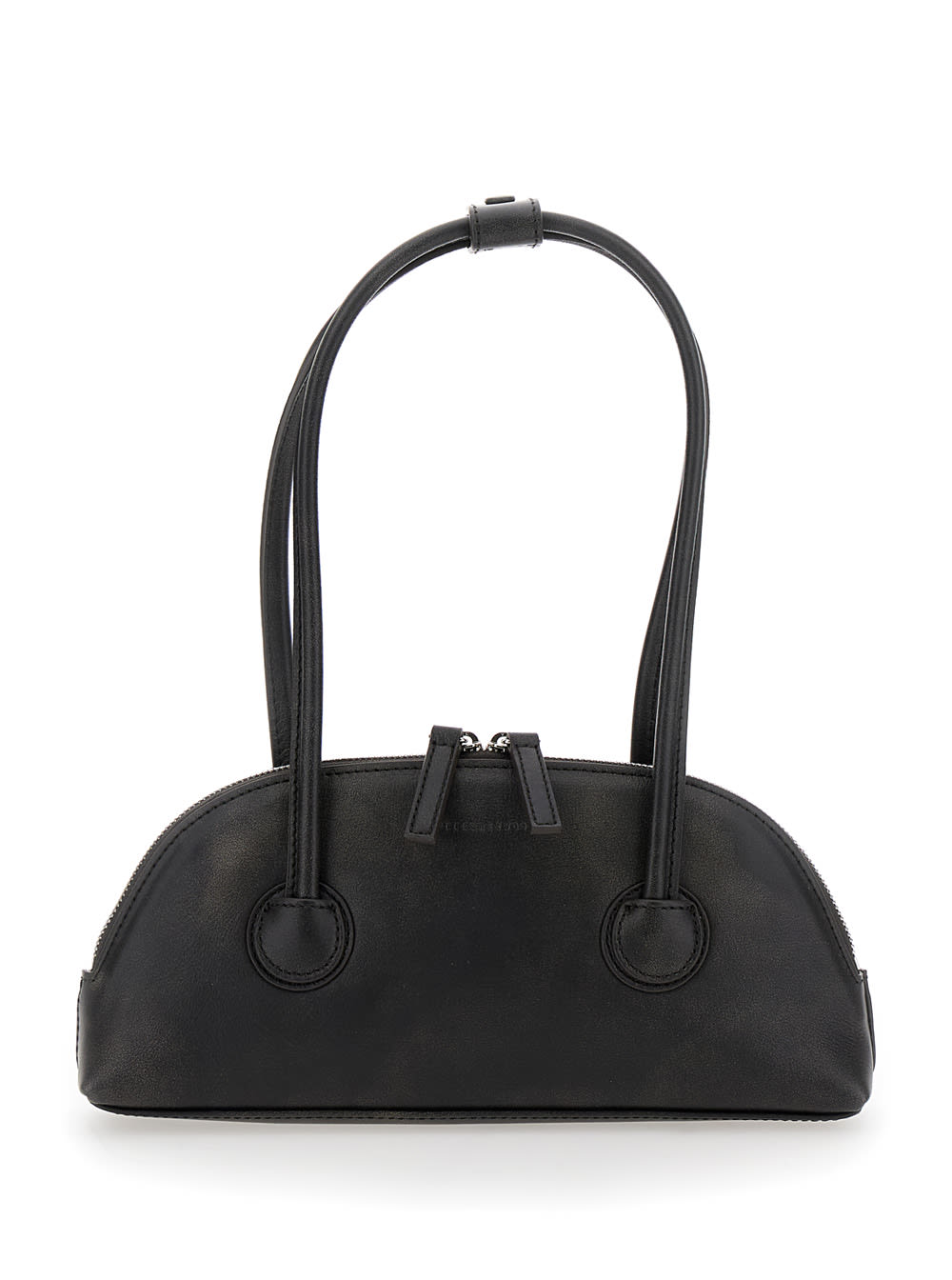 besette Black Shoulder Bag With Engraved Logo In Leather Woman
