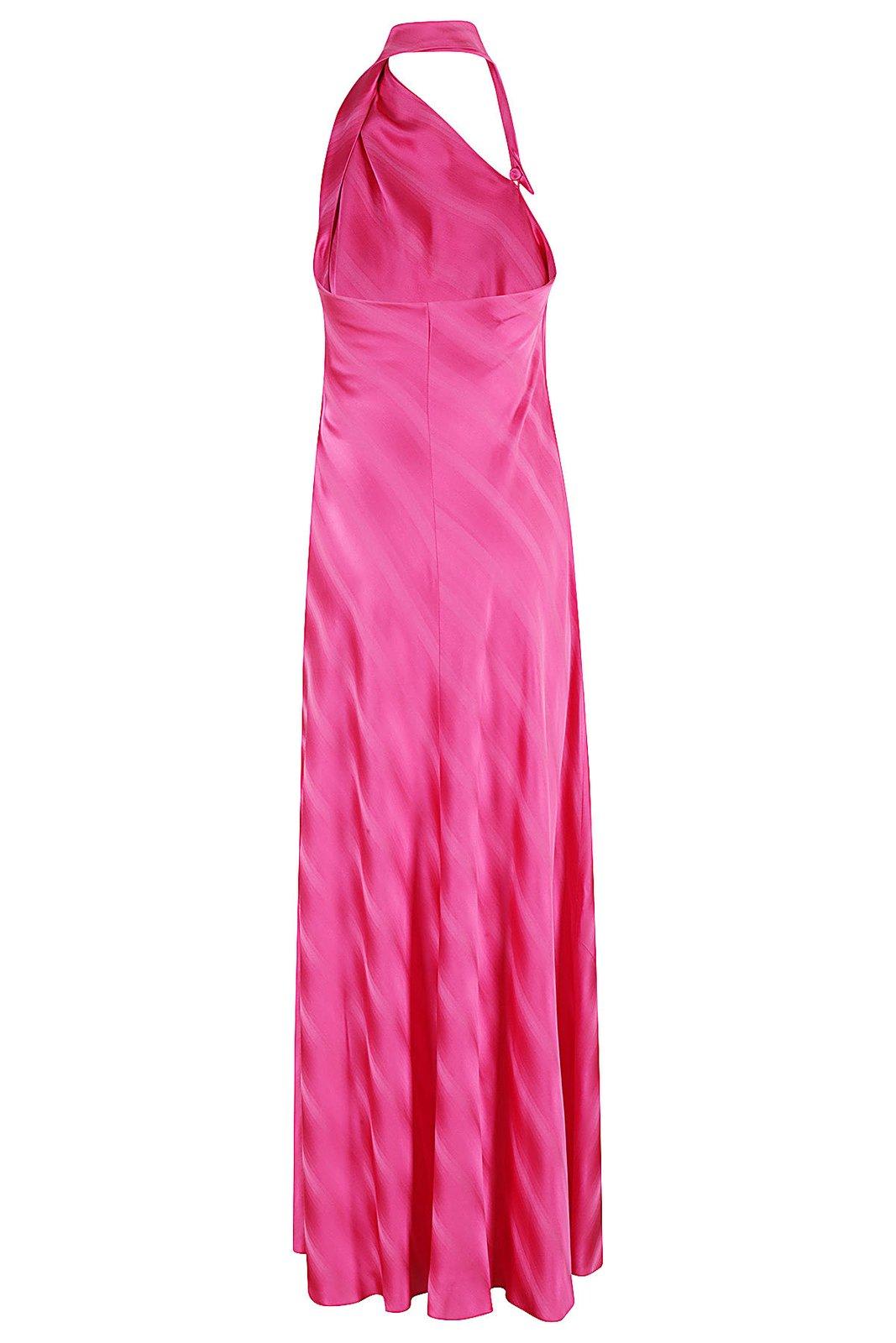 Shop Giorgio Armani One-shoulder Asymmetric Neck Satin Dress  In Multicolor