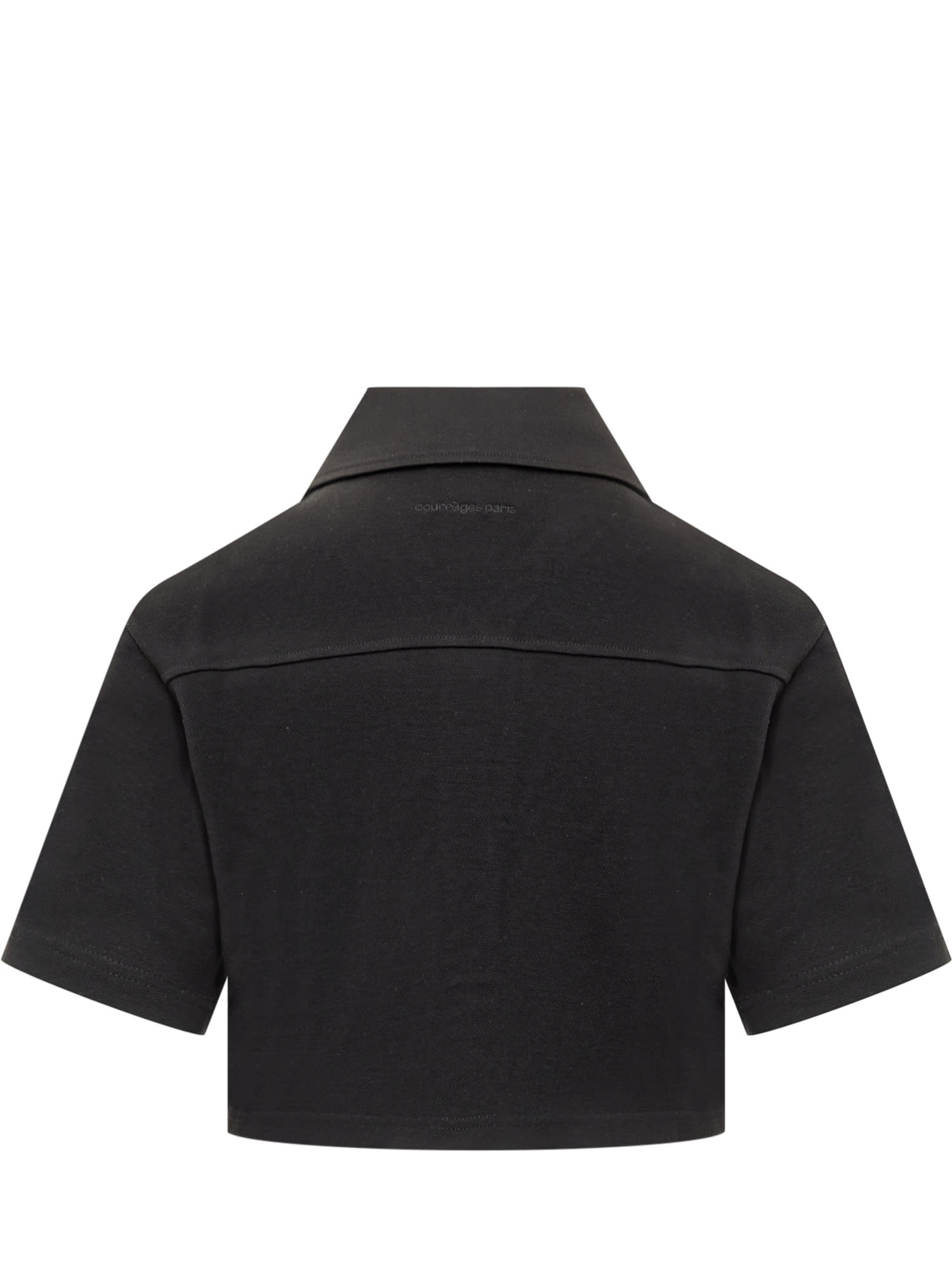 Shop Courrèges Cropped Polo In Black