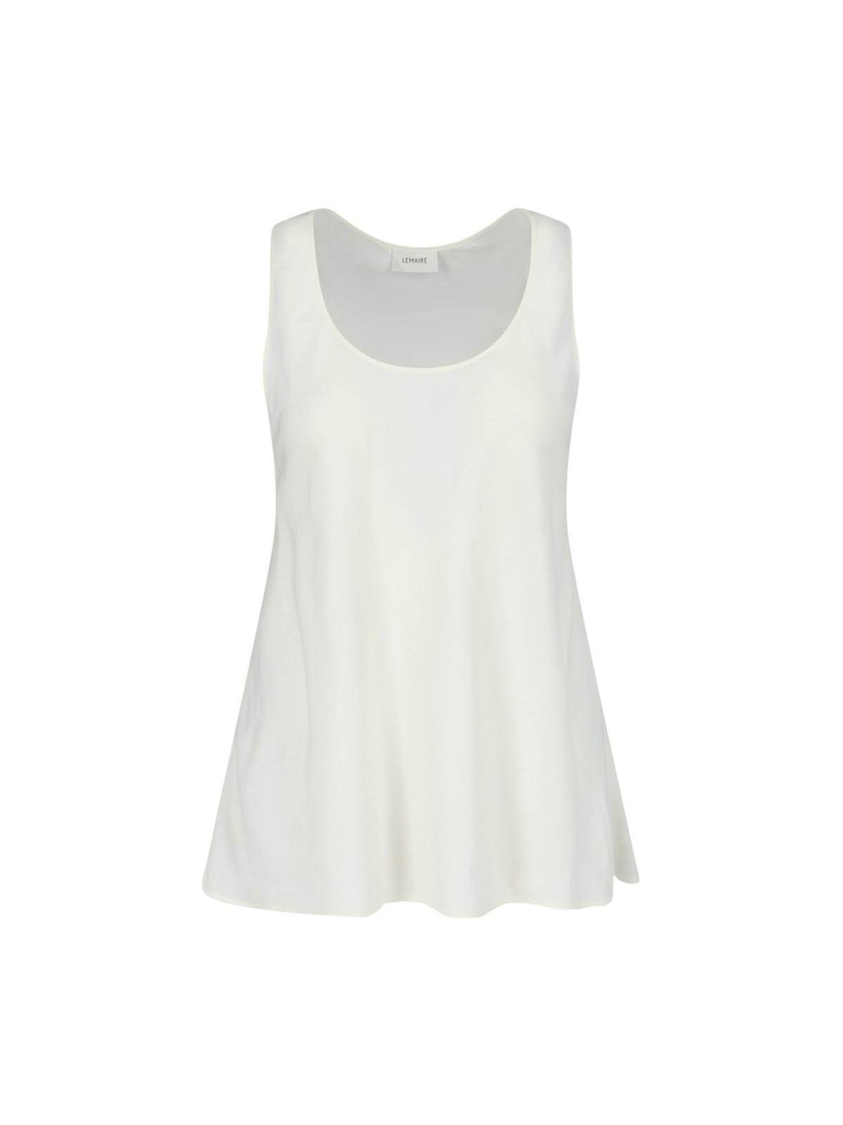 Shop Lemaire Flared Tank Top In White Asparagus