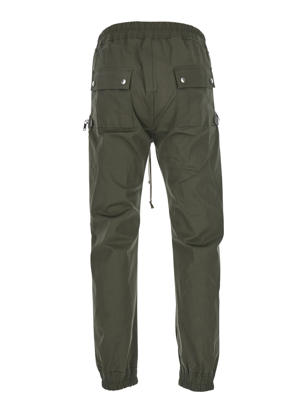 Rick Owens Bauhaus Green Pants With Elastic Waist In Cotton Stretch Man In Green