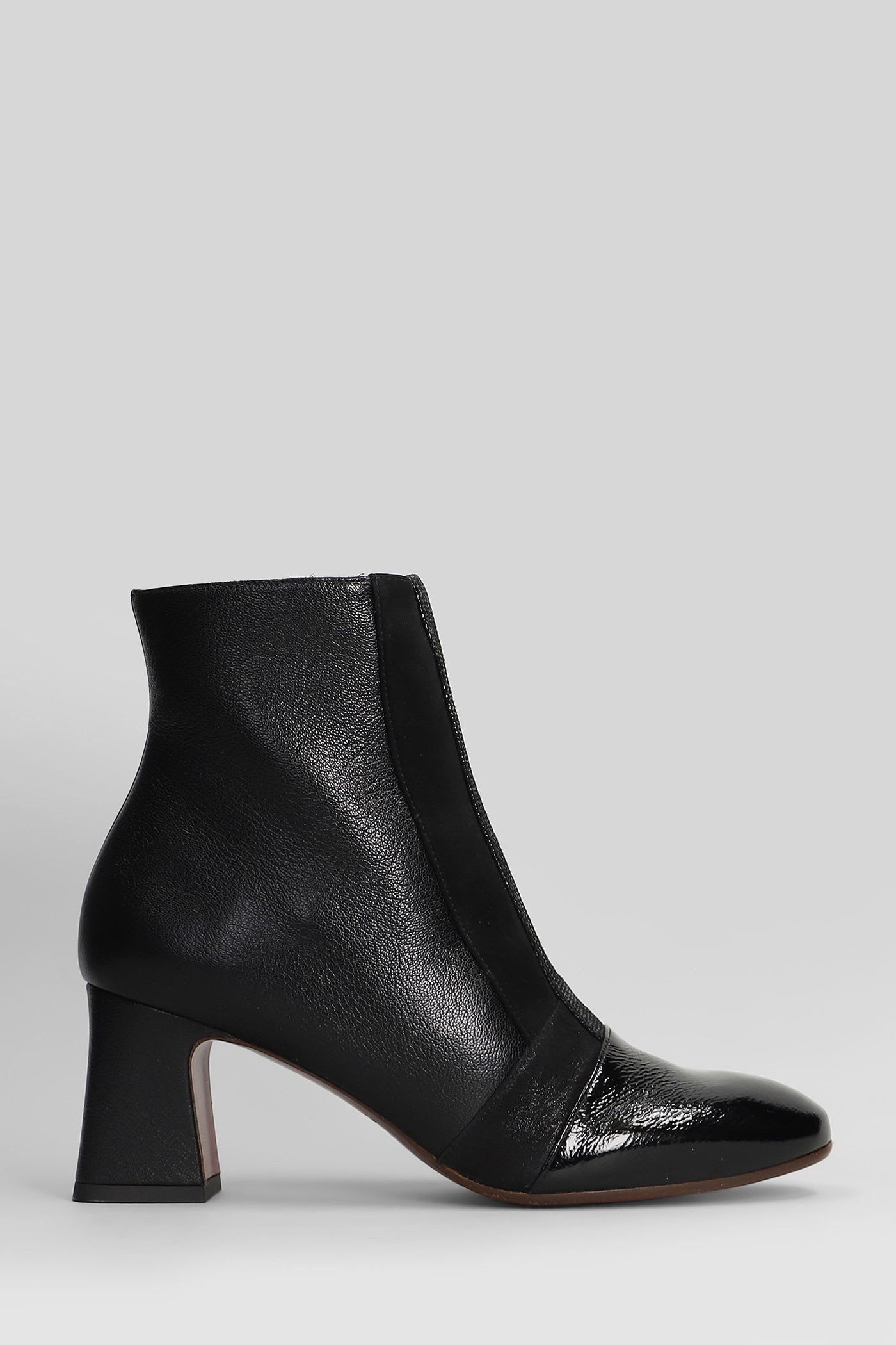 Fitas High Heels Ankle Boots In Black Leather