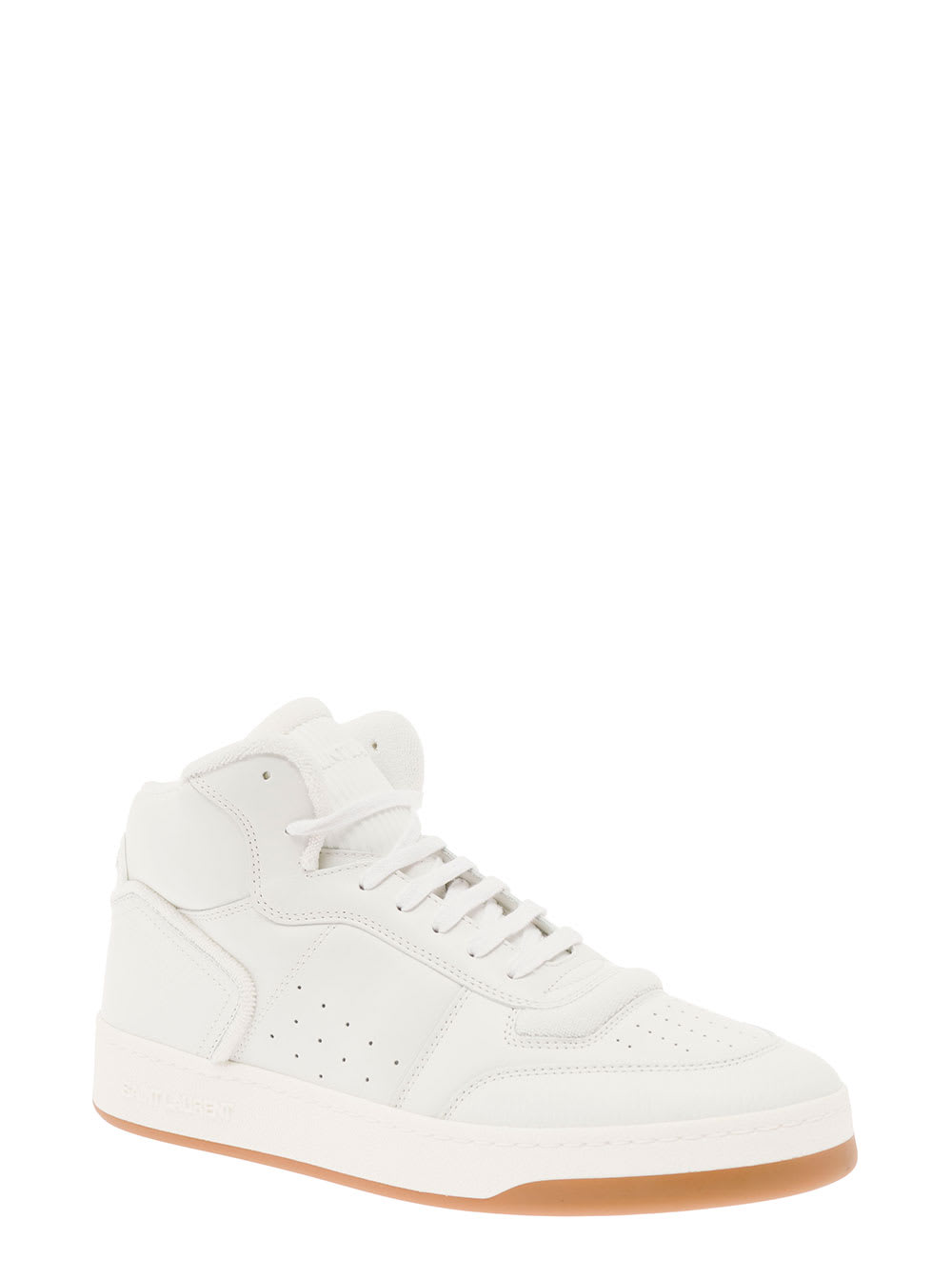 Shop Saint Laurent Sneaker Sl/80 Mid In Pelle Bianca  Uomo In White