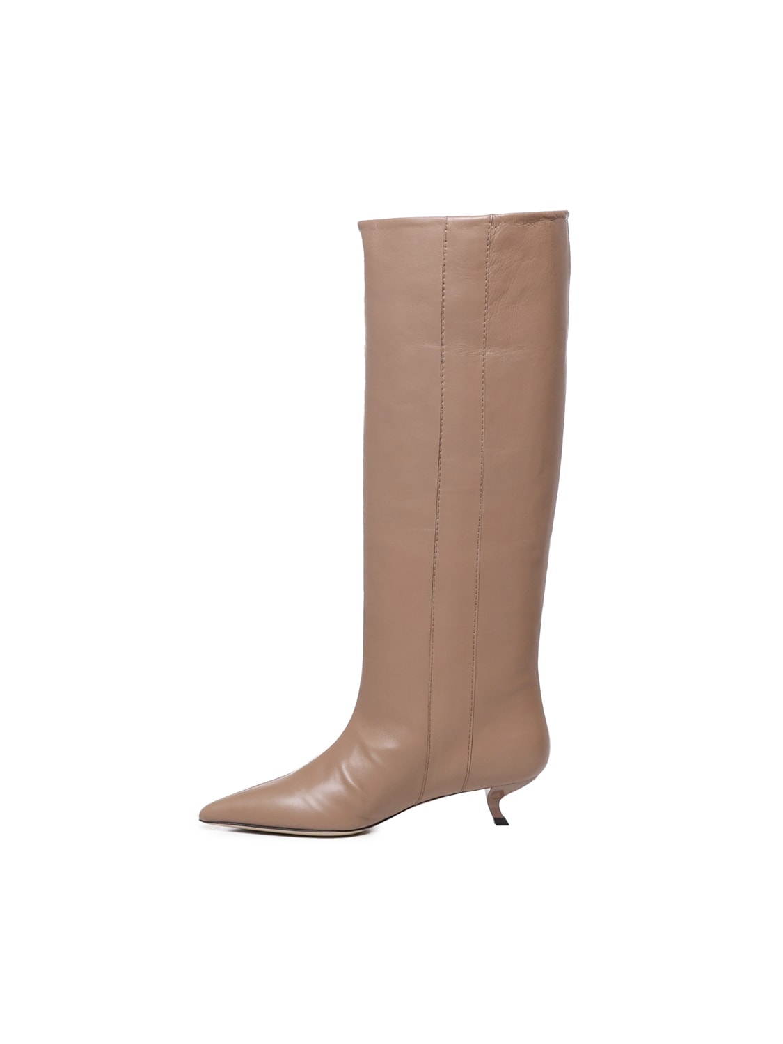 Shop Alchimia Low Heel Leather Boots In Nude