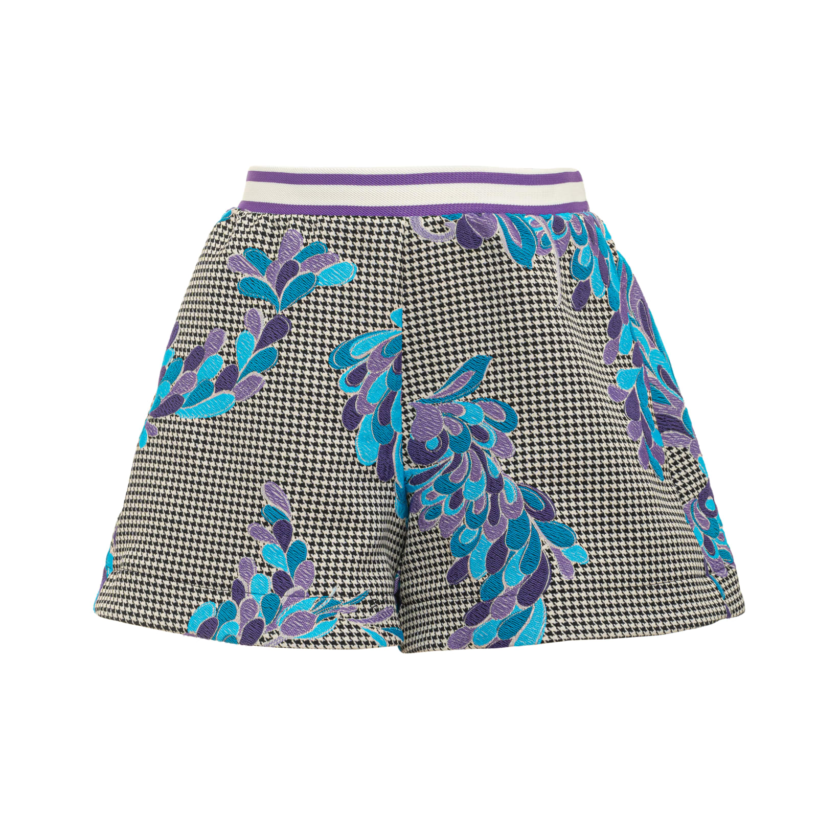 Emilio Pucci Kids Shorts With Pied-de-poule Motif And Floral Pattern