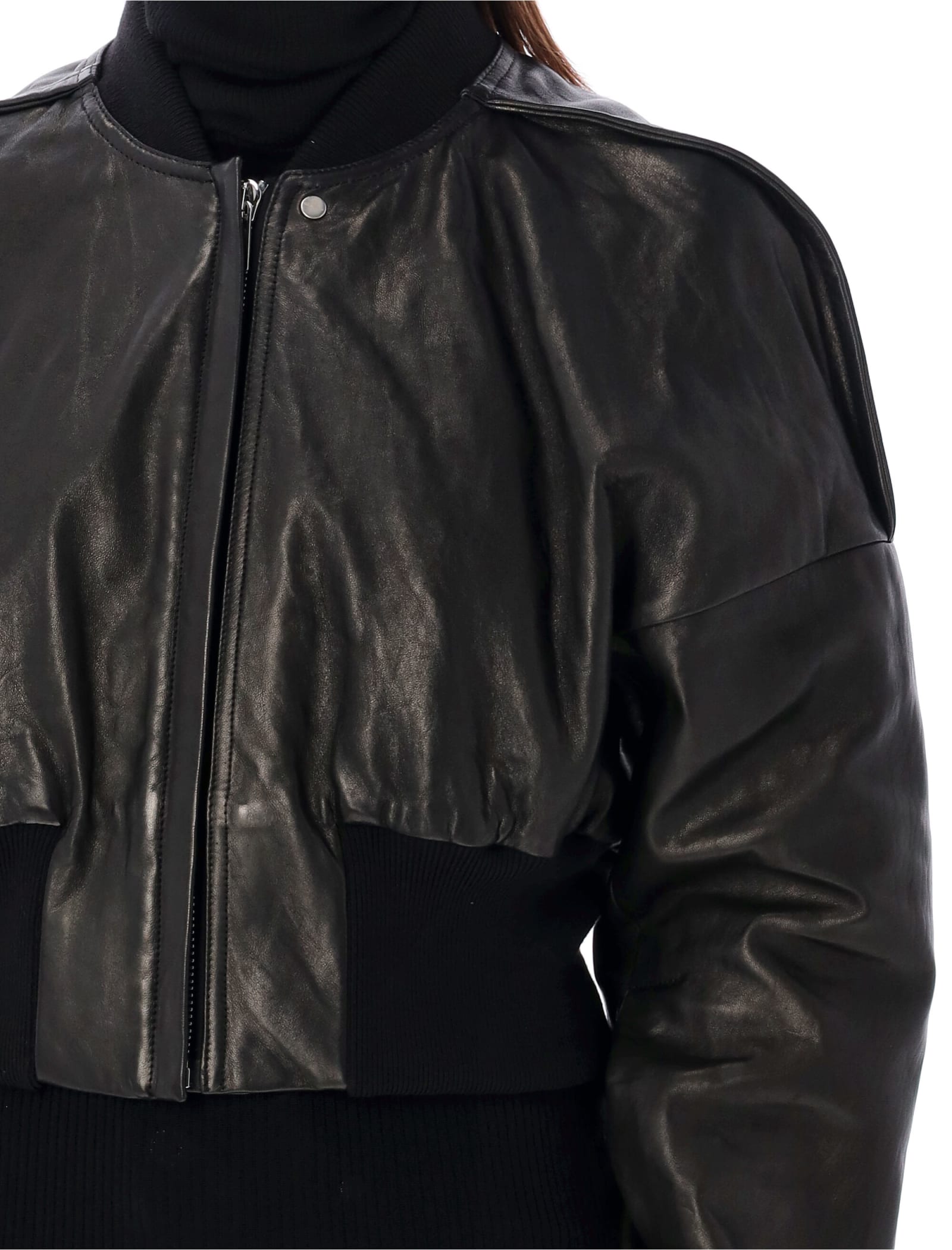 Shop Rick Owens Flight Jacket Cropped In Black