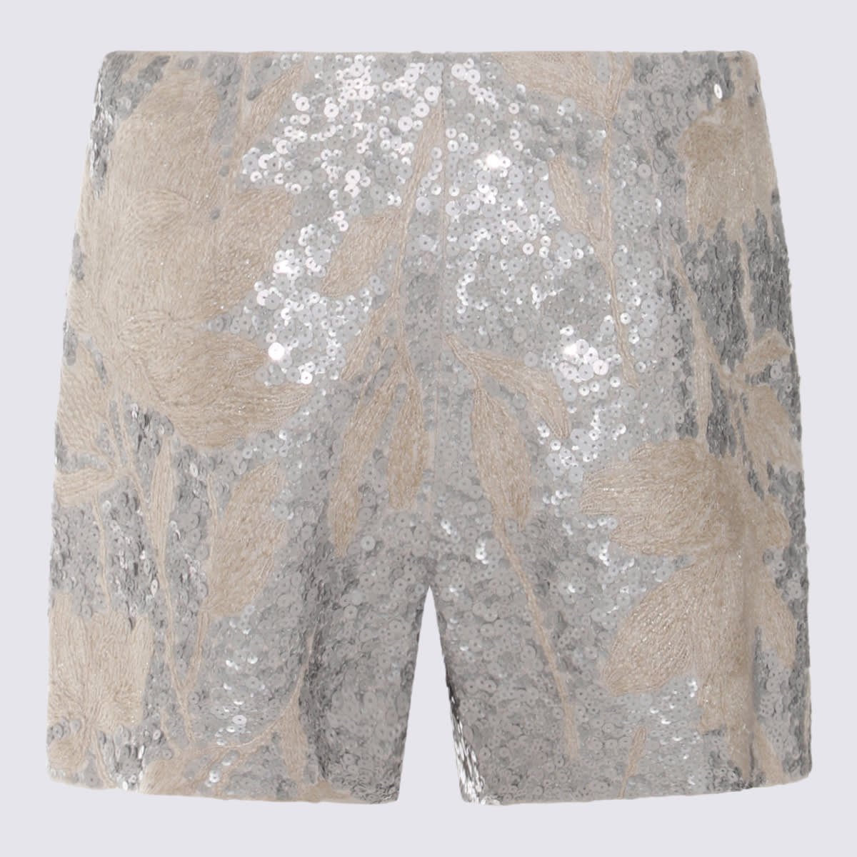 Shop Brunello Cucinelli Silver Linen Shorts