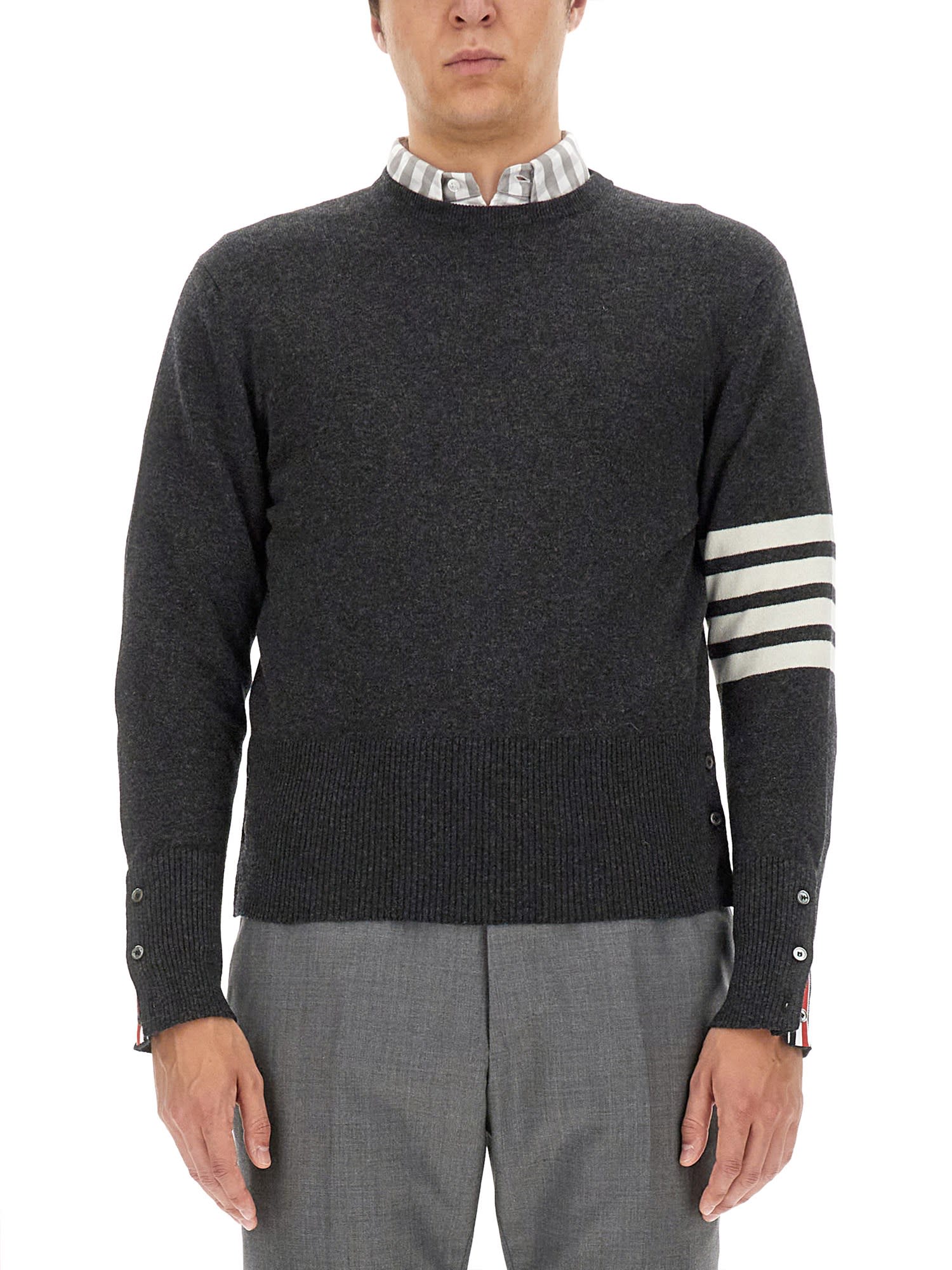 Shop Thom Browne Cashmere Sweater In Dark Grey