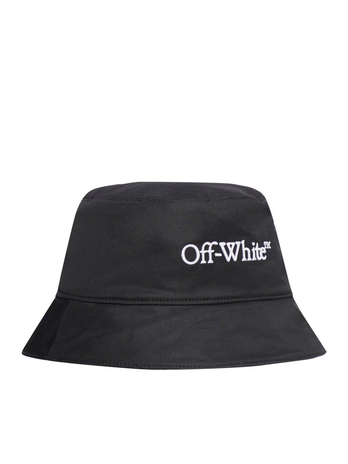 Shop Off-white Logo Embroidered Bucket Hat In Black Whit