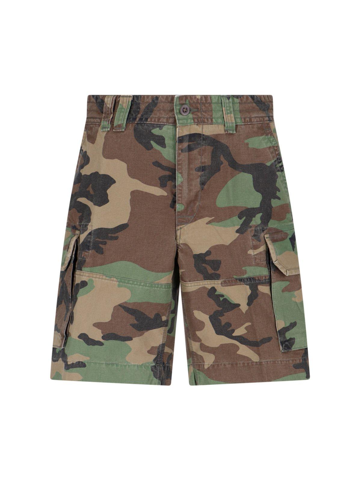 Camouflage Printed Knee-length Cargo Shorts