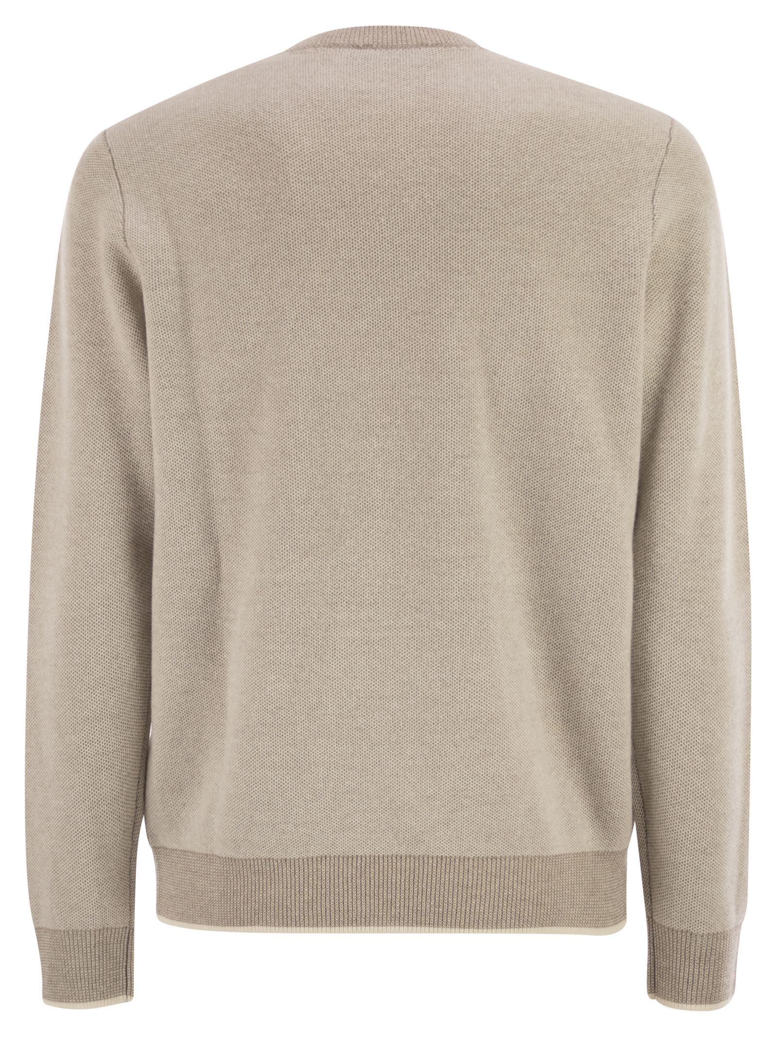 Peserico Long Sleeve Ribbed Sweater In Brown