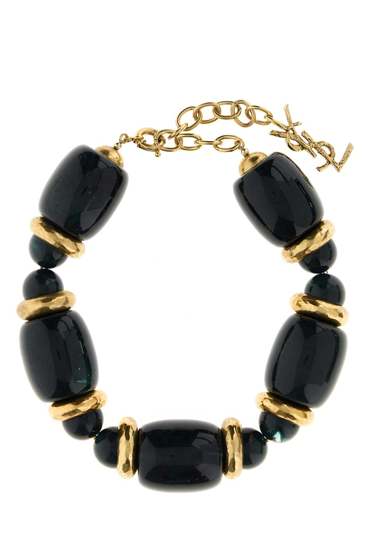 Saint Laurent Metal And Resin Statement Necklace In Black