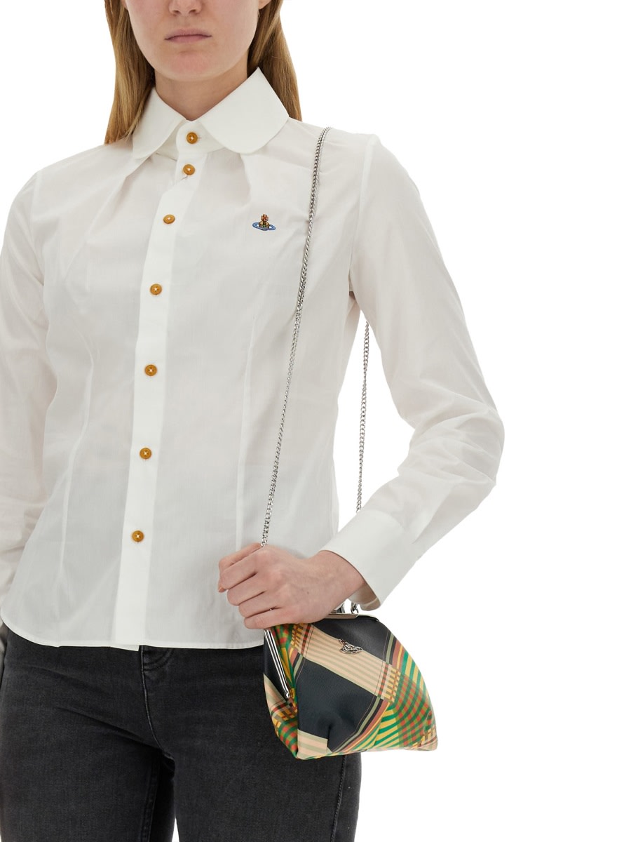 Shop Vivienne Westwood Shirt With Orb Embroidery In White