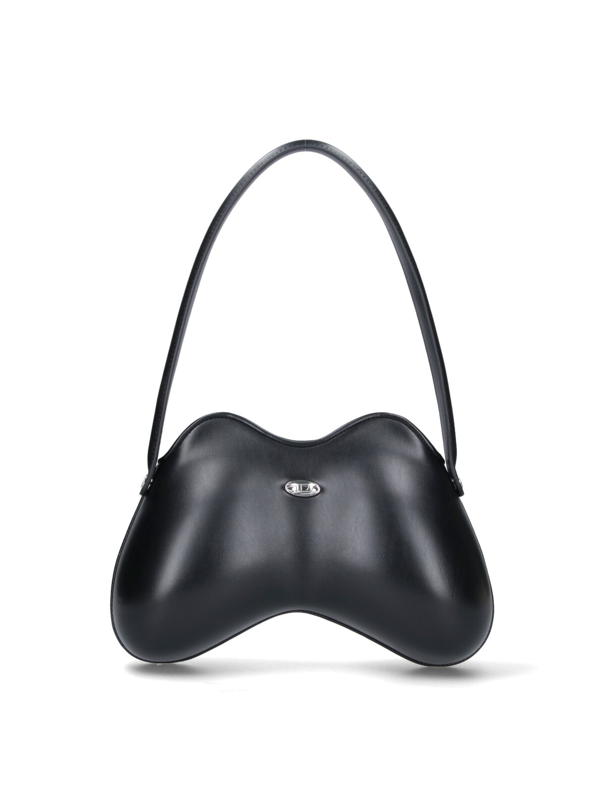 Diesel Minimalist Black Tote Bag With Silver Logo In Black