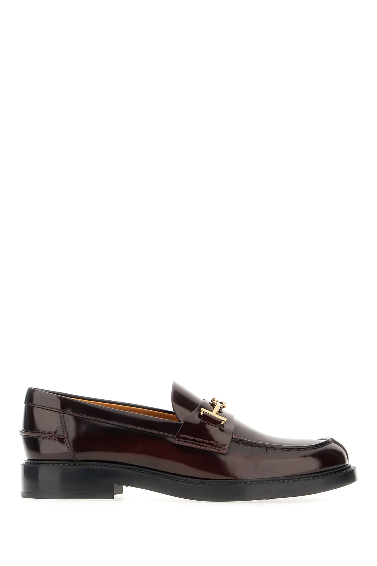 Tod's Burgundy Leather Loafers In Mosto