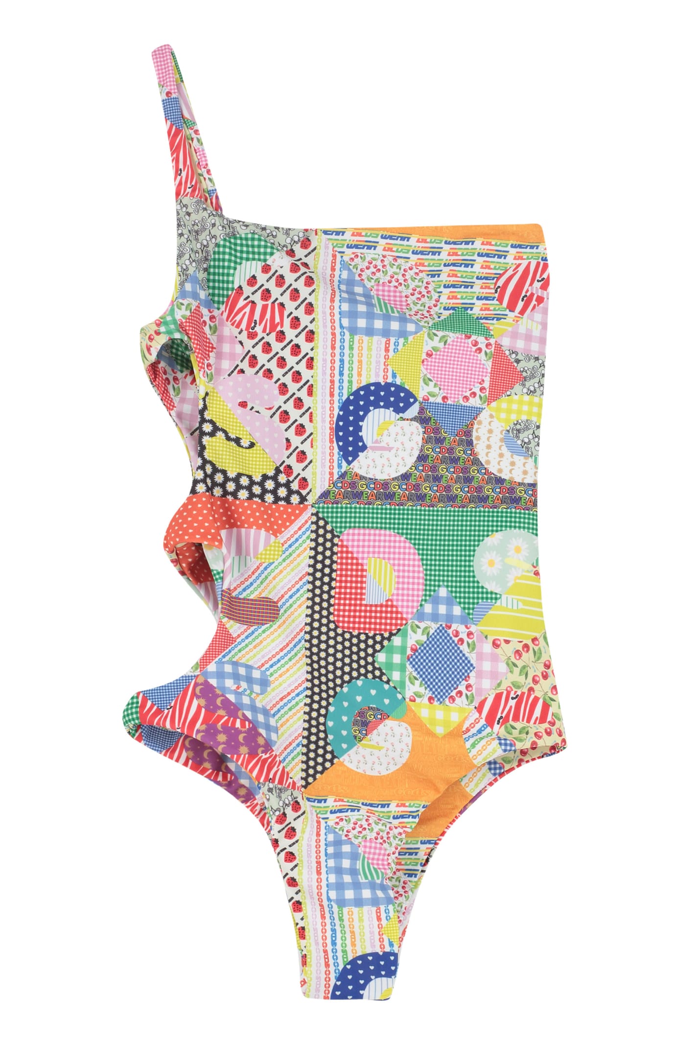GCDS ONE-SHOULDER SWIMSUIT,11899399
