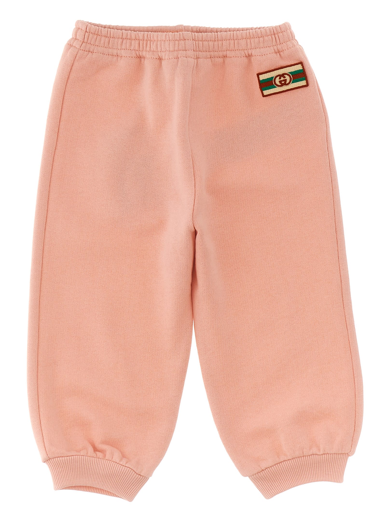 Shop Gucci Logo Embroidered Joggers In Pink