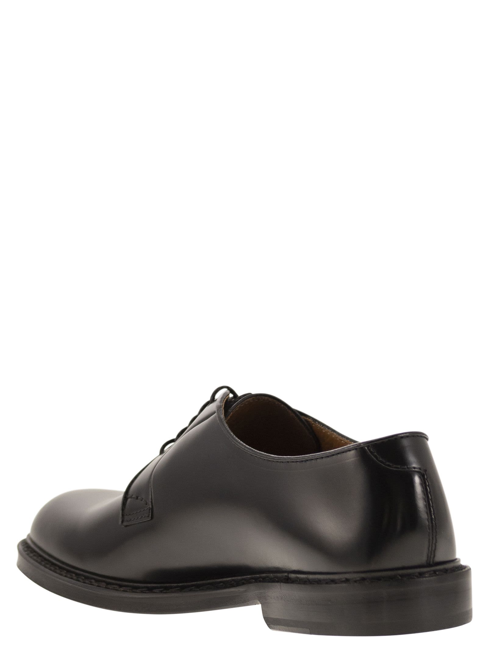 Shop Doucal's Smooth Leather Derby In Black