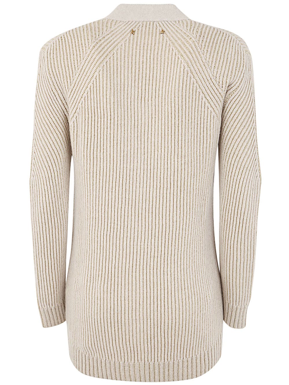Shop Golden Goose Journey W`s Cardigan Wool Ribbed Jacquard In Lamb`s Wool Gold