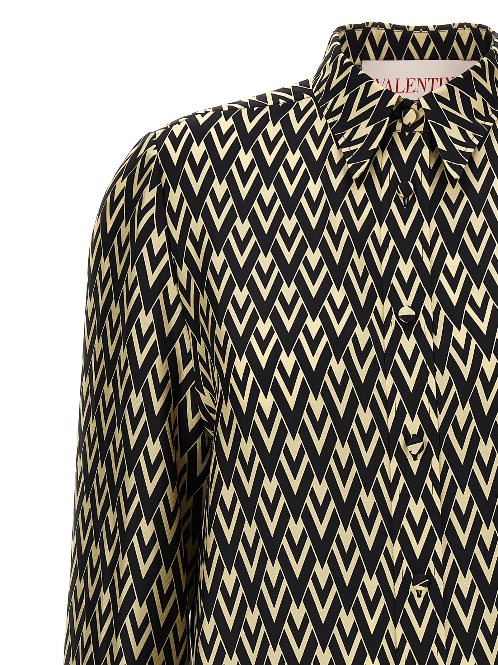 Valentino Toute La V Twill Shirt Shirts Multicolor In White/black