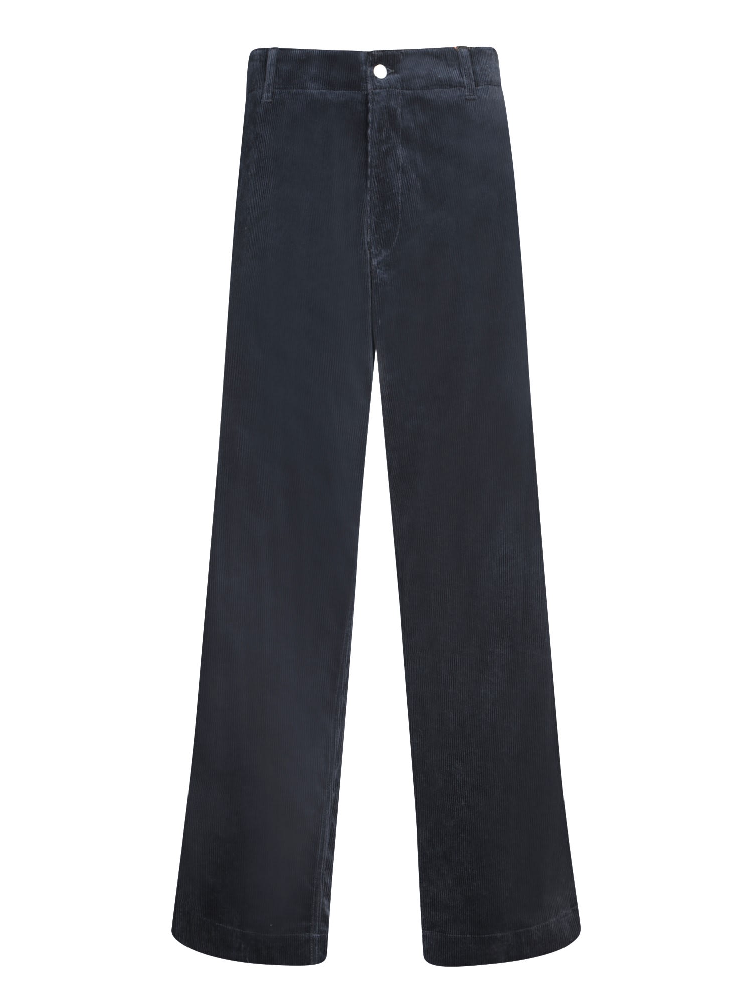 Wide-leg Blue Corduroy Trousers