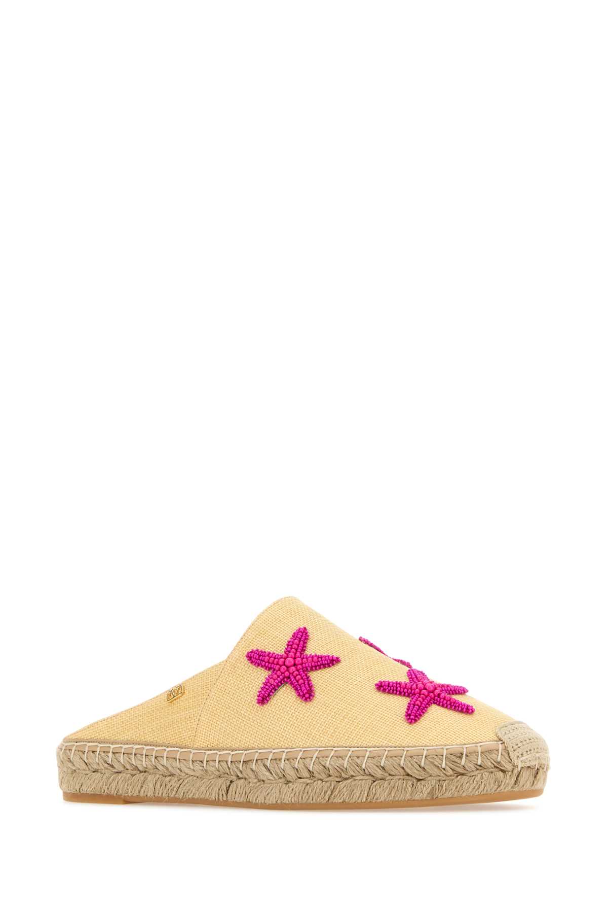 Shop Valentino Raffia  Garavani Escape Slippers In Naturalepinkpp