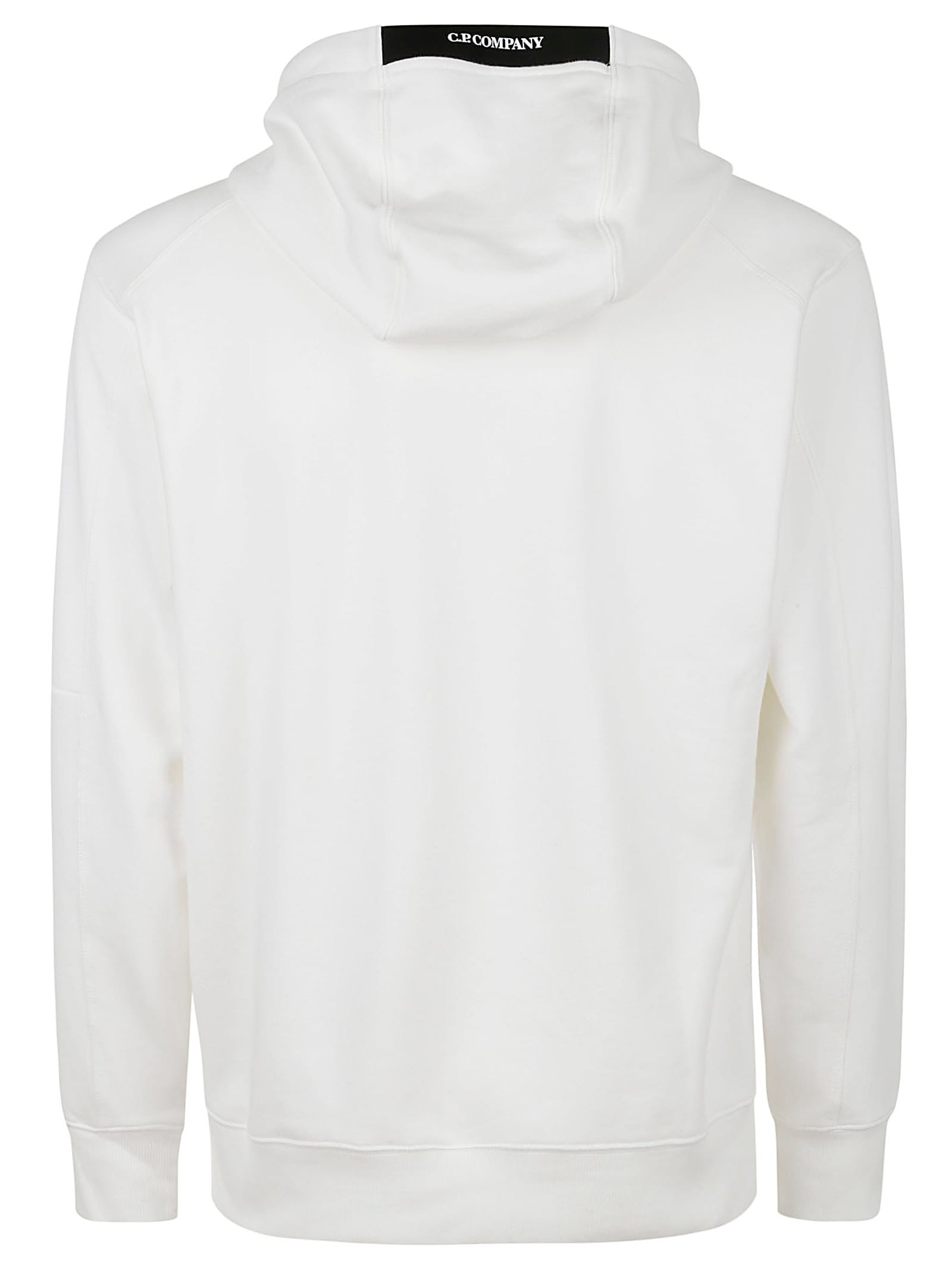 Shop C.p. Company Diagonal Raised Fleece Hoodie In White