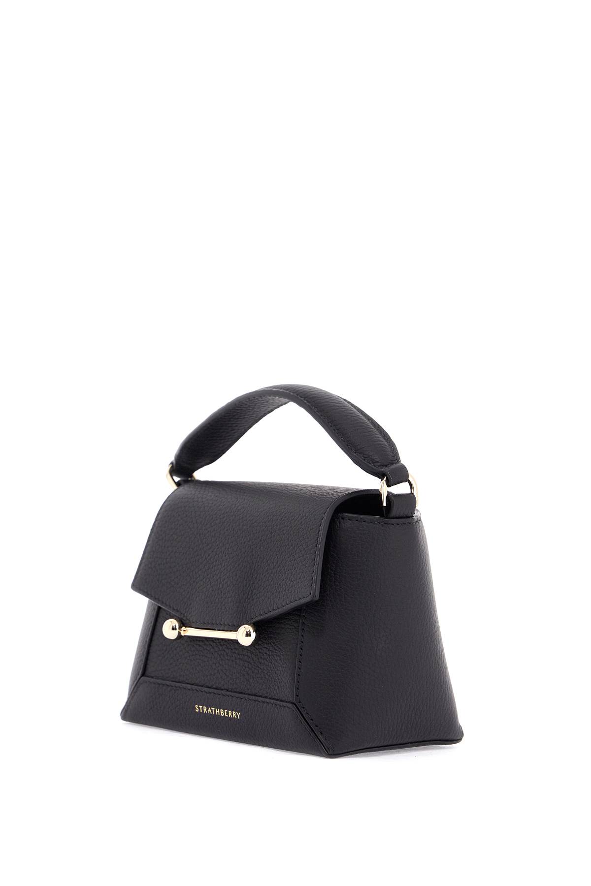 Strathberry Black Calfskin Nano Crossbody Bag With Mosaic Design In Black