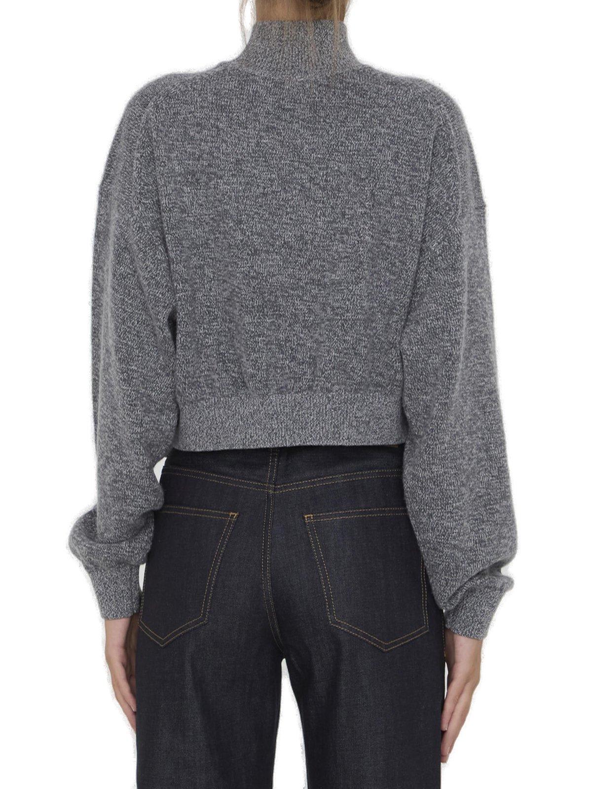 Shop Alexander Wang Cropped High-neck Sweater In Grey