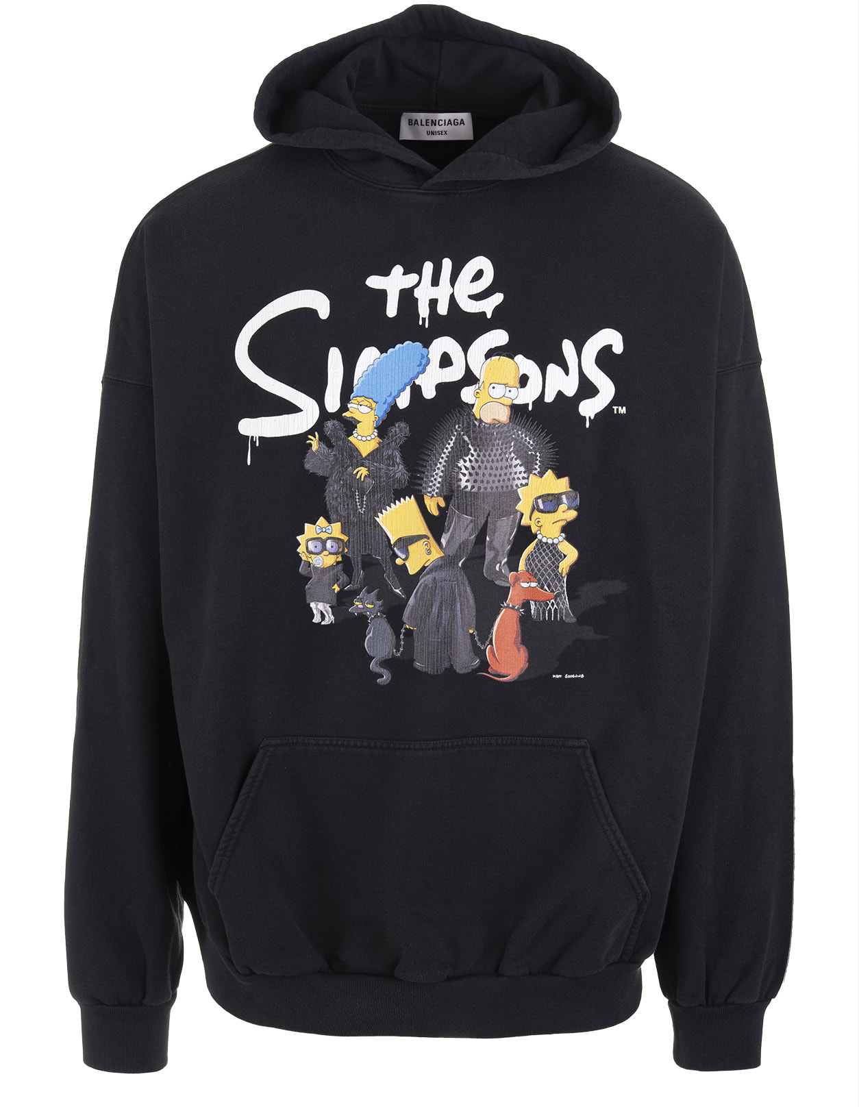 Balenciaga Black Large Fit Hoodie With The Simpsonstm & © 20th Television Motif - Woman