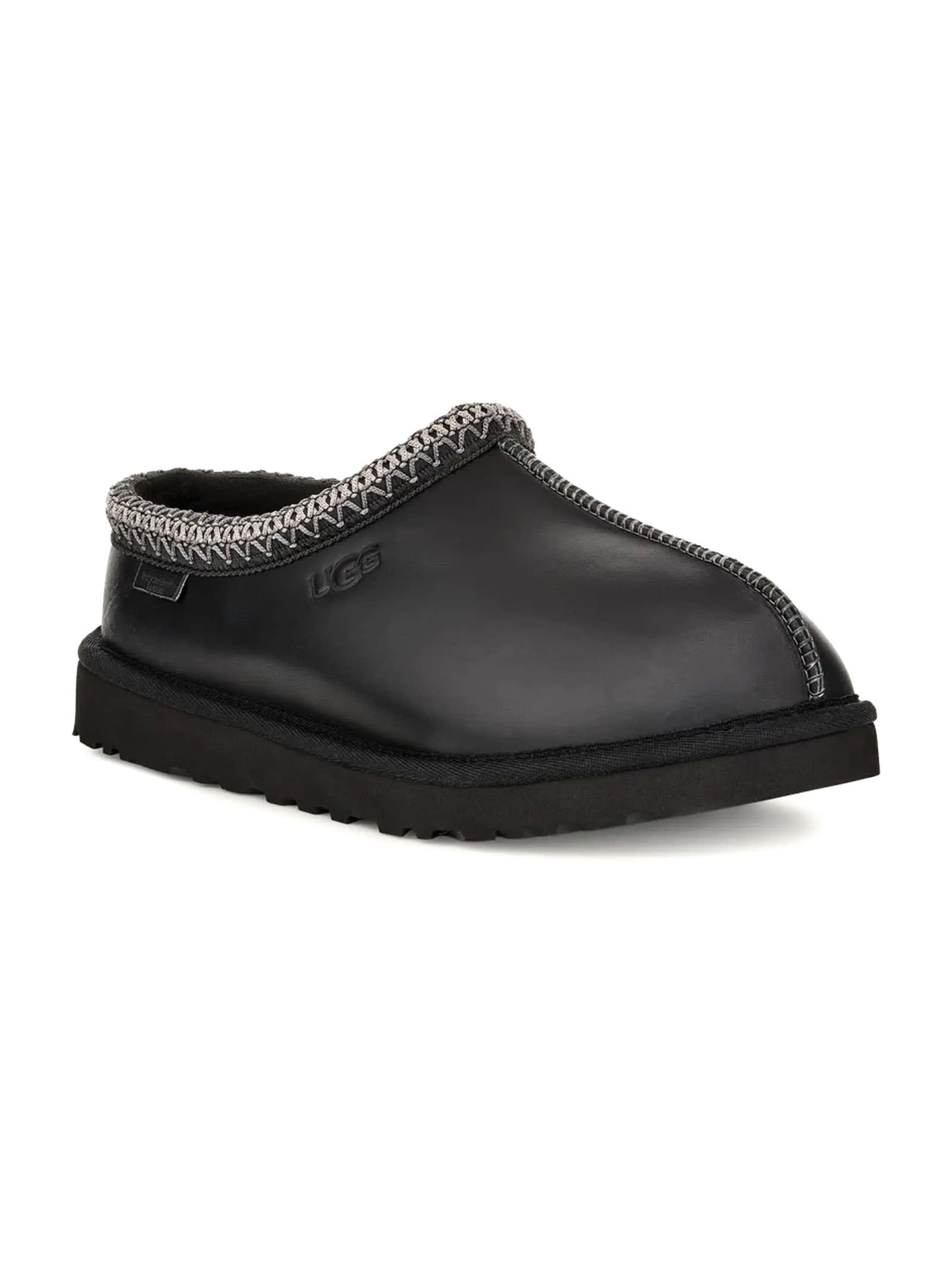 Ugg Black Tasman Leather Regenerate Mules In Black