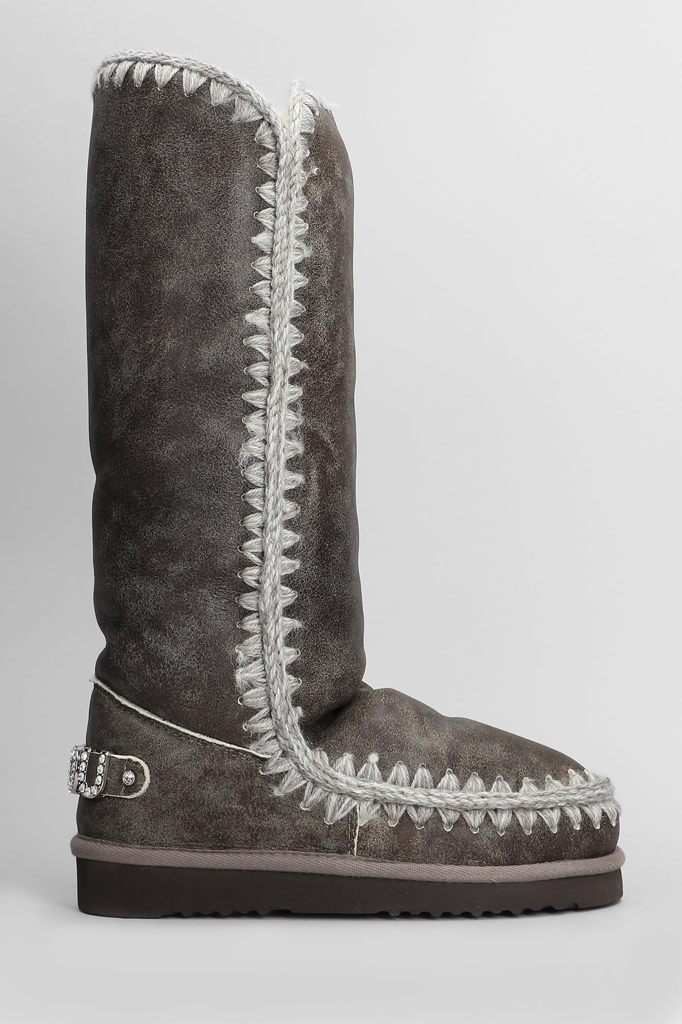 Eskimo 40 Low Heels Boots In Brown Leather