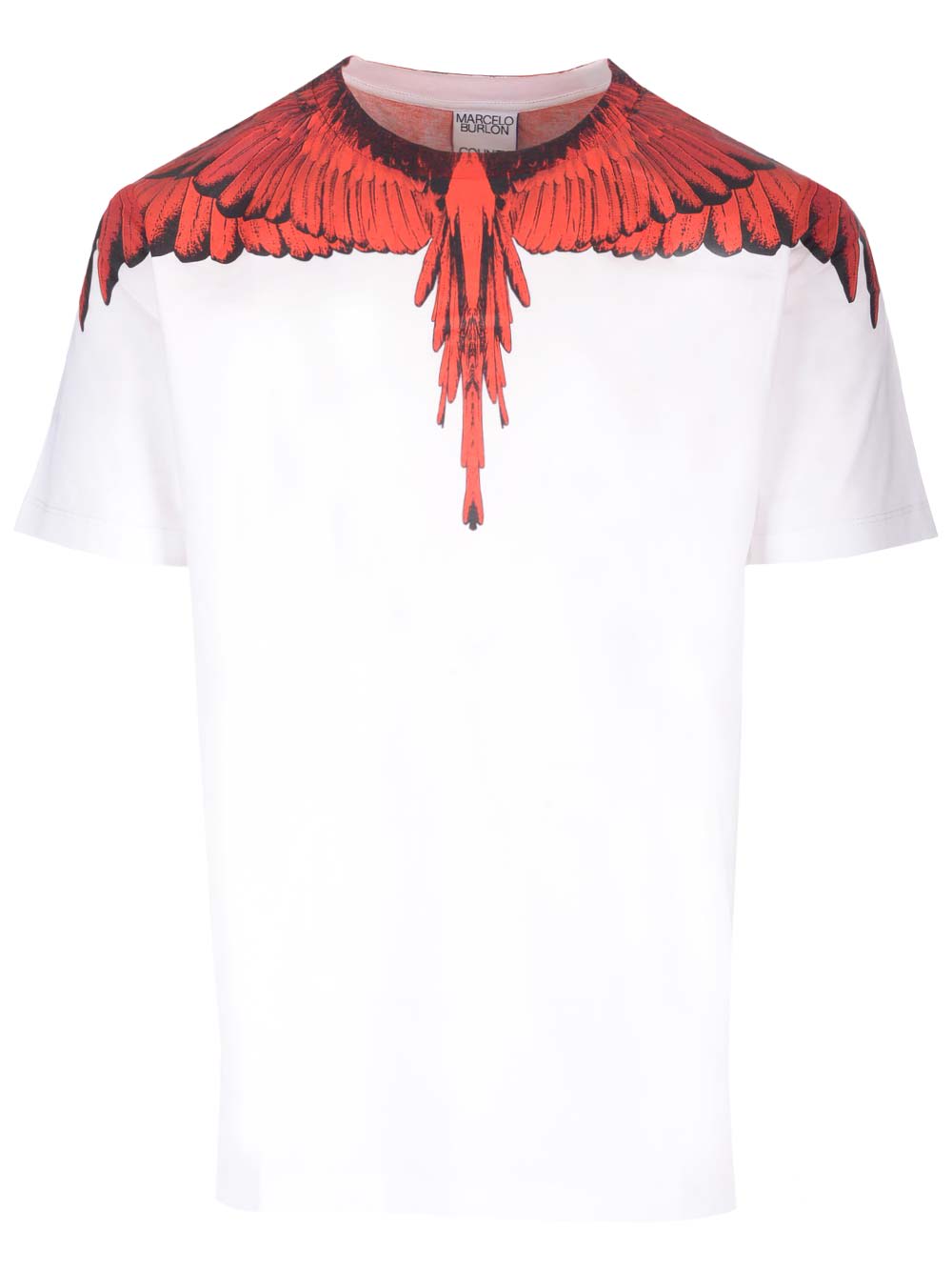 Shop Marcelo Burlon County Of Milan White T-shirt With Wings Printed In Bianco Rosso