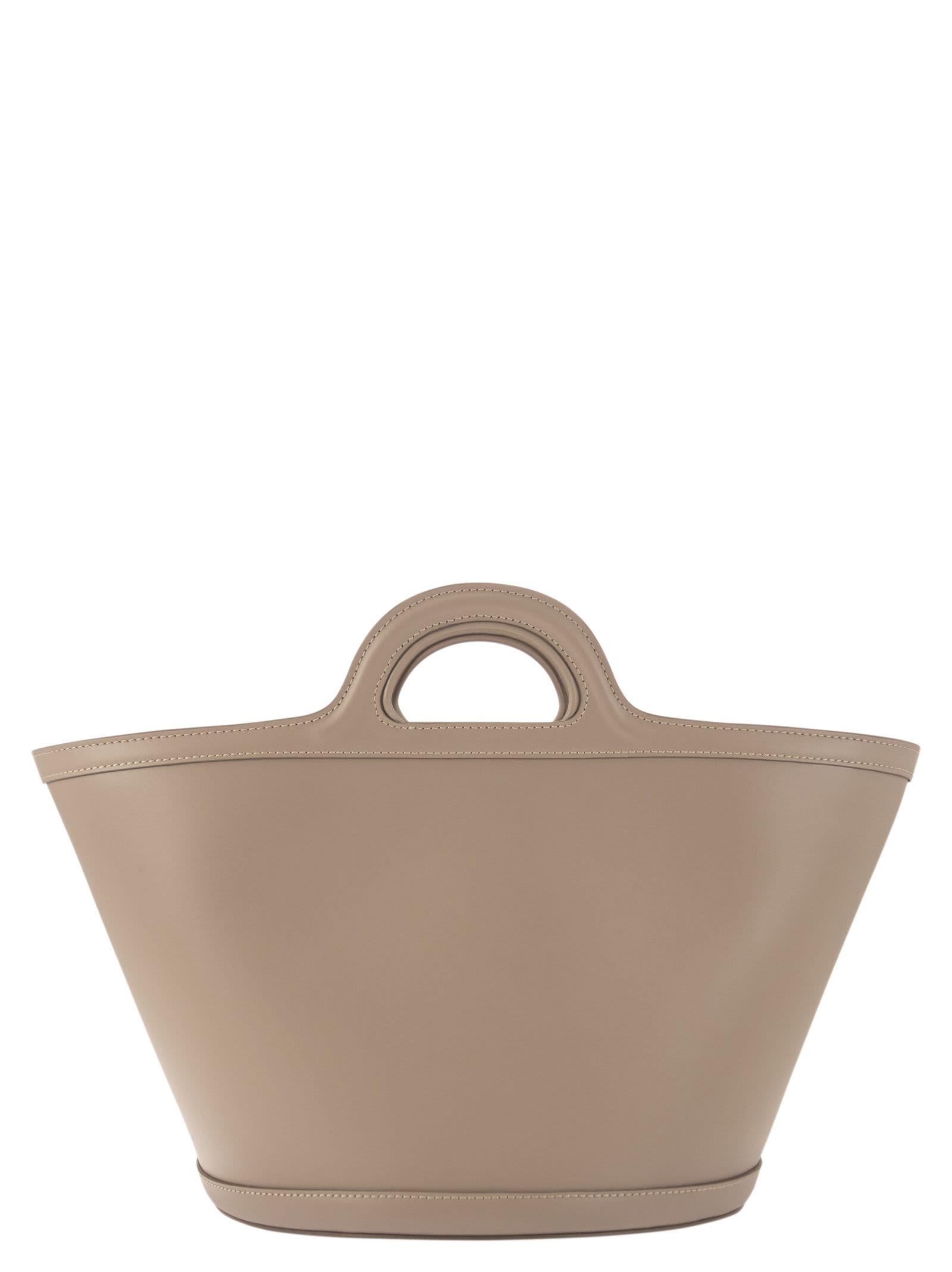 Shop Marni Tropicalia S - Leather Handbag In Beige