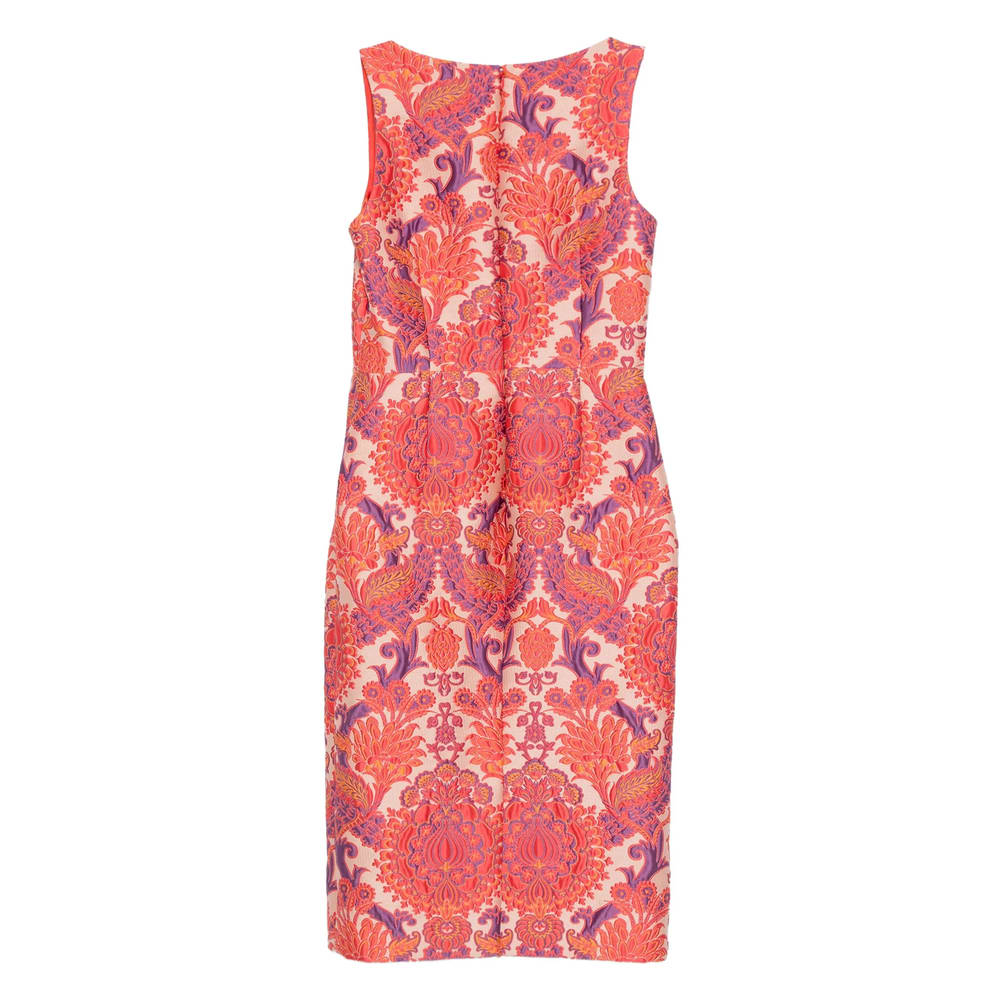 Etro Sleeveless Brocade Sheath Dress In Red