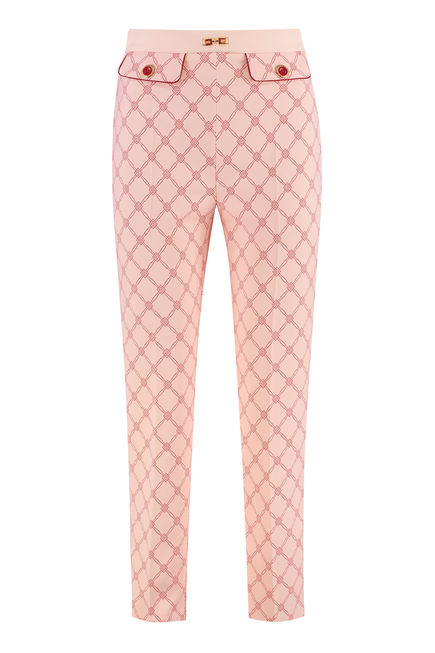 Elisabetta Franchi Geometric Pattern Slim Fit Trousers In Pink