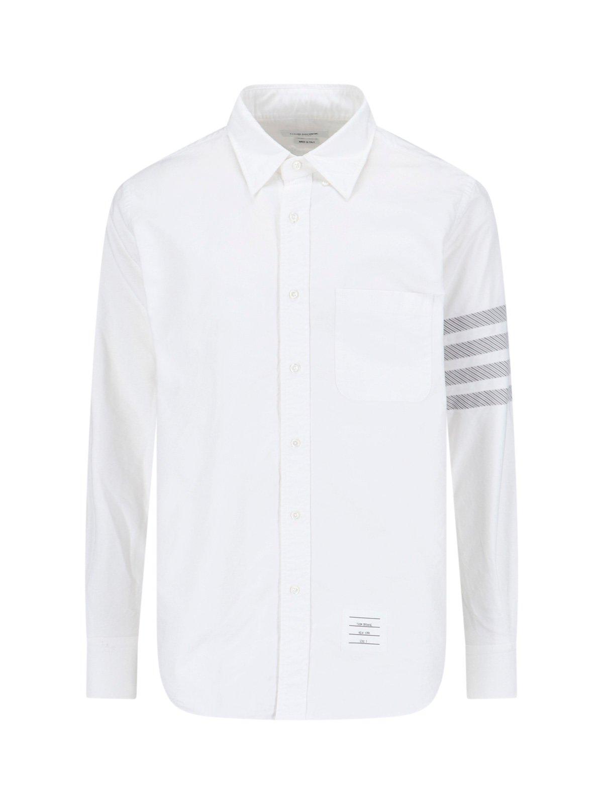 Shop Thom Browne Straight Fit Button Down Shirt In White