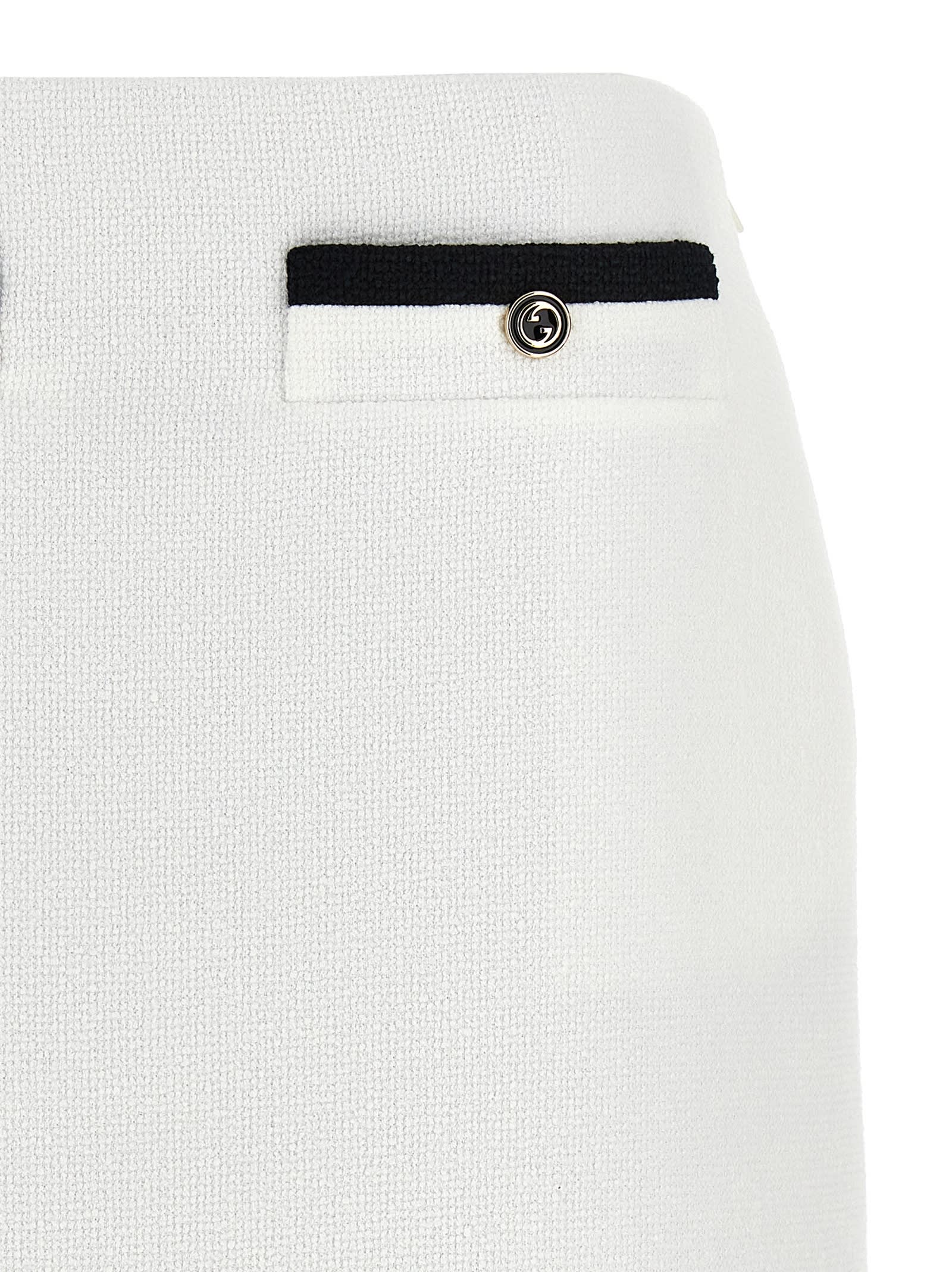 Shop Gucci Tweed Skirt In White/black