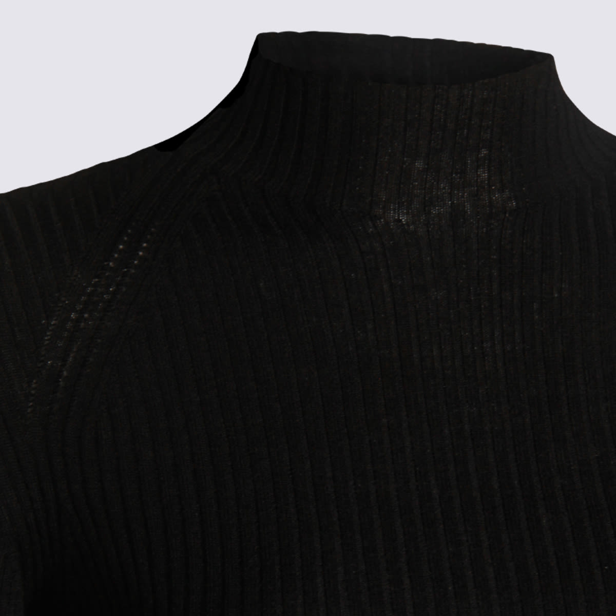 Twinset Fitted Ribbed Knit Sweater With High Neckline In Black