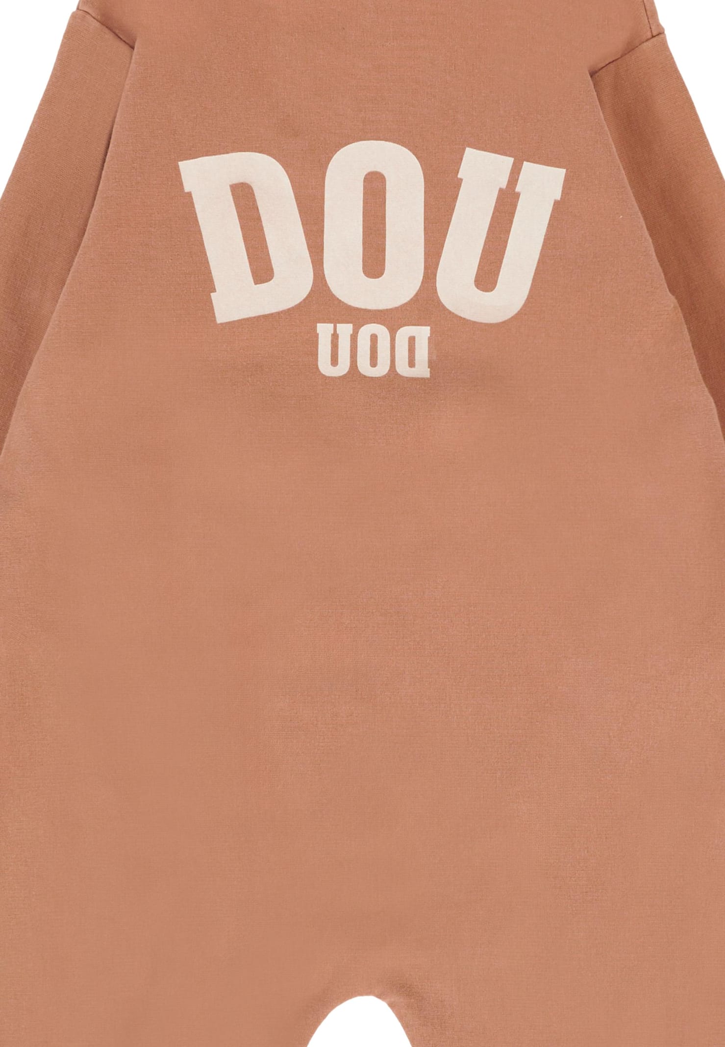 Douuod Beige Babygrow For Baby Girl With Logo In Brown