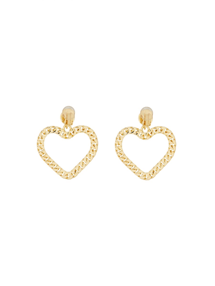 Shop Moschino Chain Heart Earrings In Gold