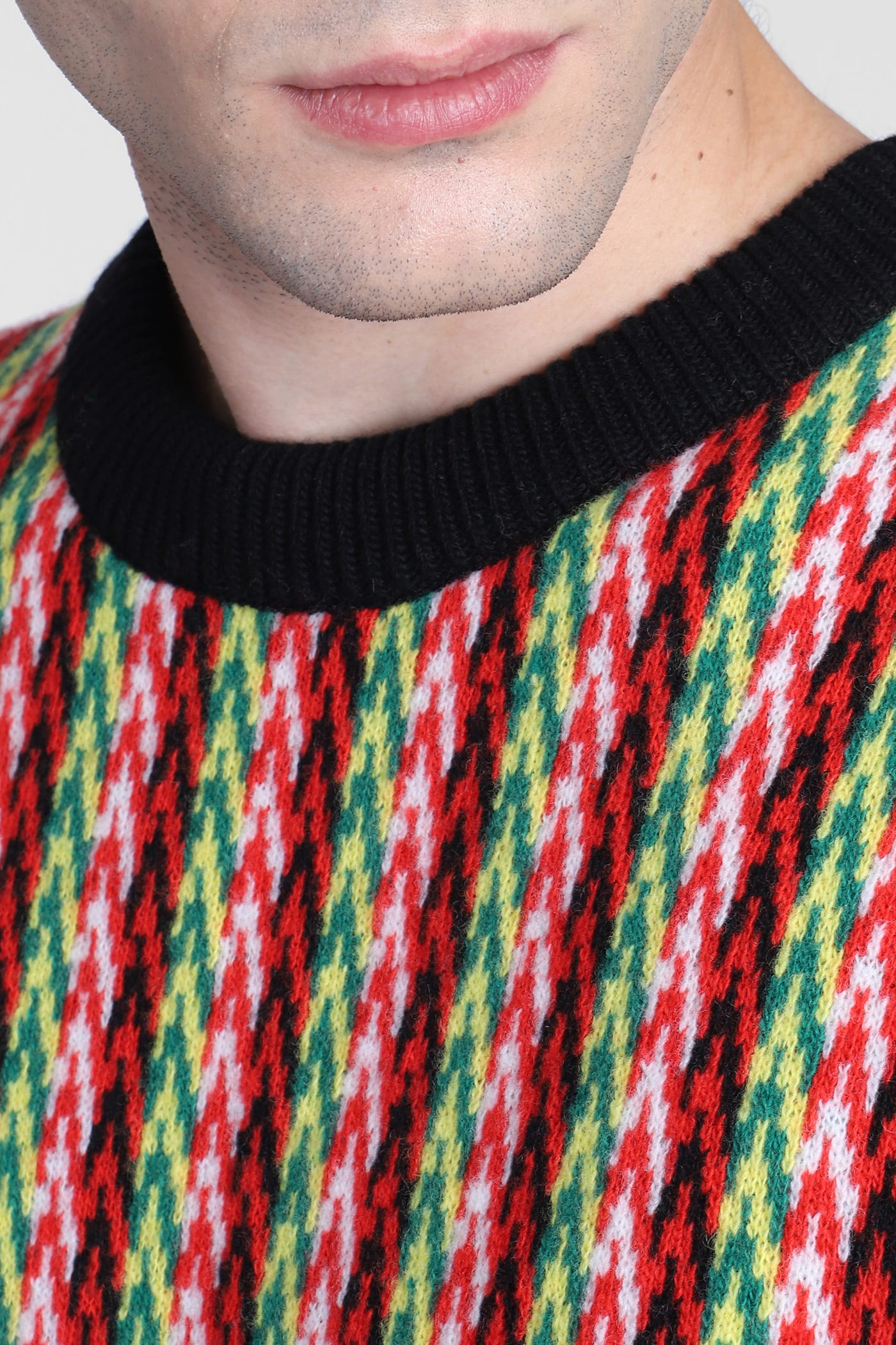 Shop Lanvin Sweater With Multicolored Chevron Motif In Multicolour
