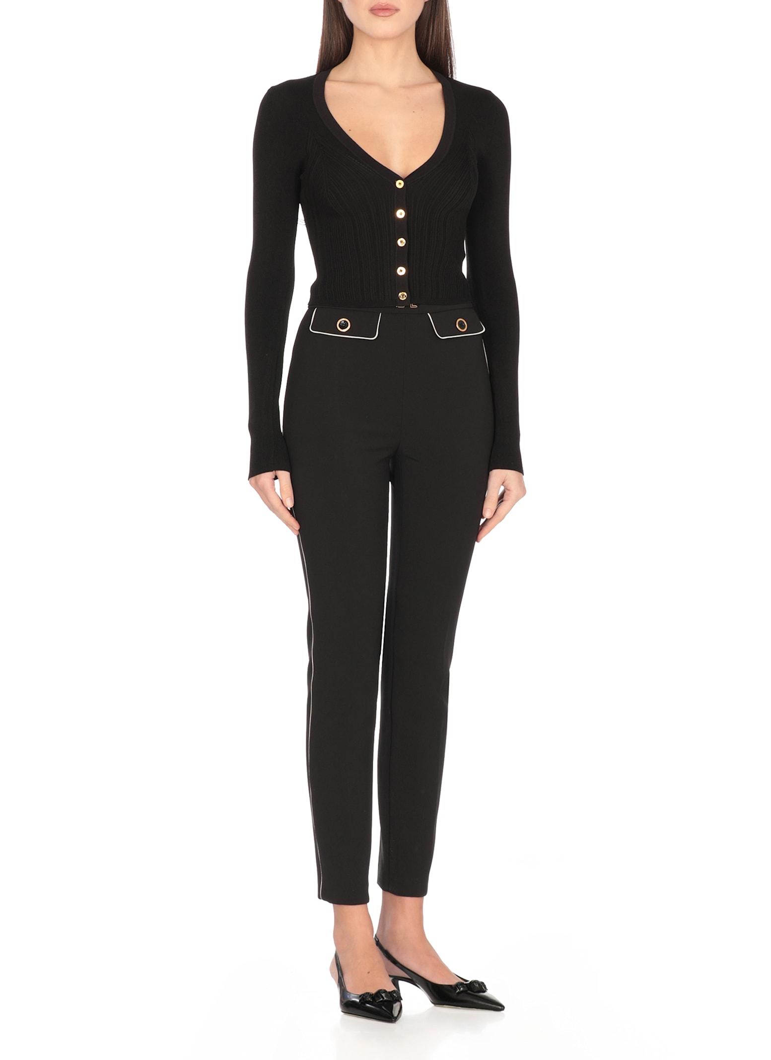 Elisabetta Franchi Viscose Blend Cardigan In Black