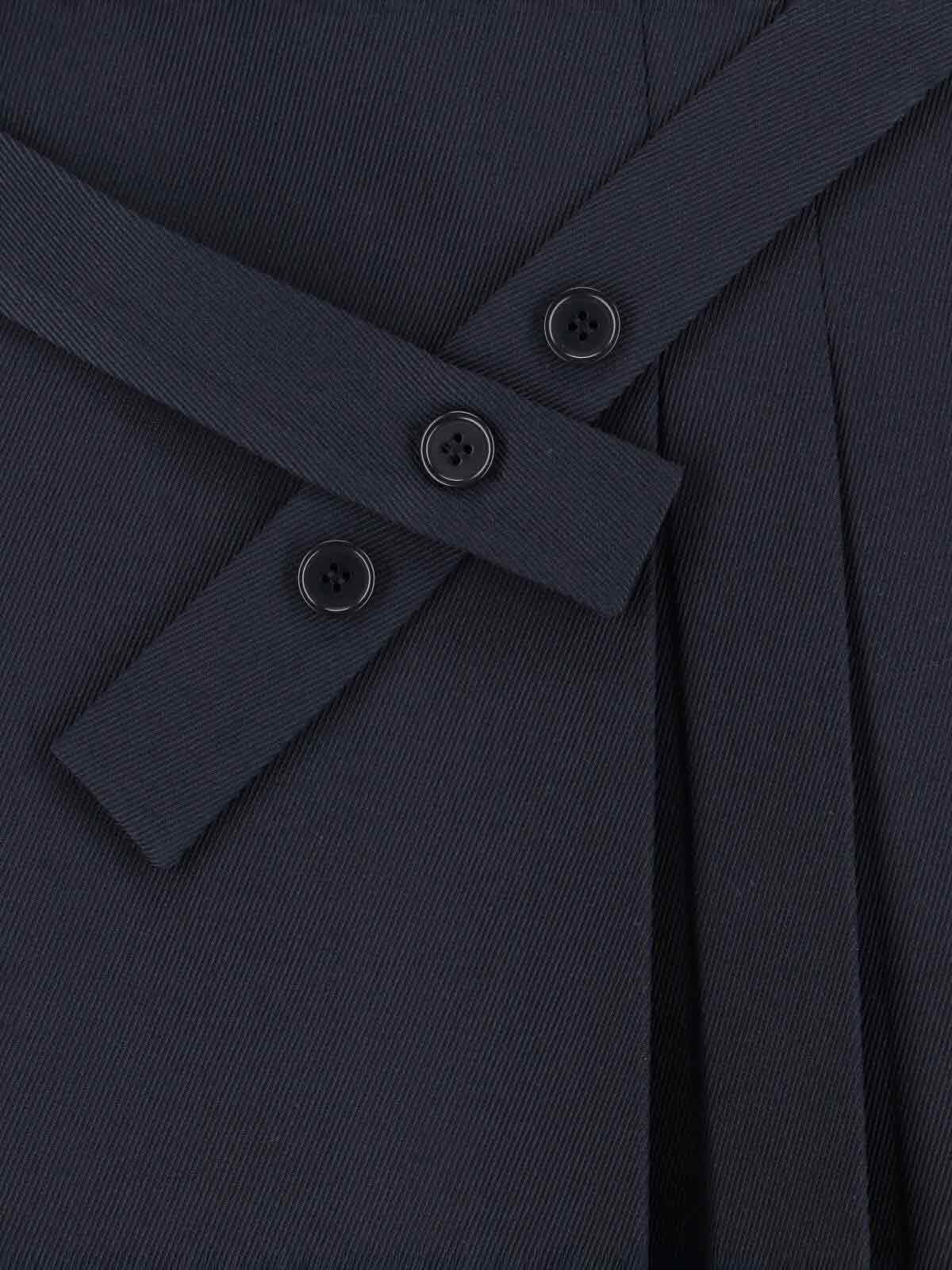 Sibel Saral Navy Wool Midi Skirt With Pleated Detail In Black