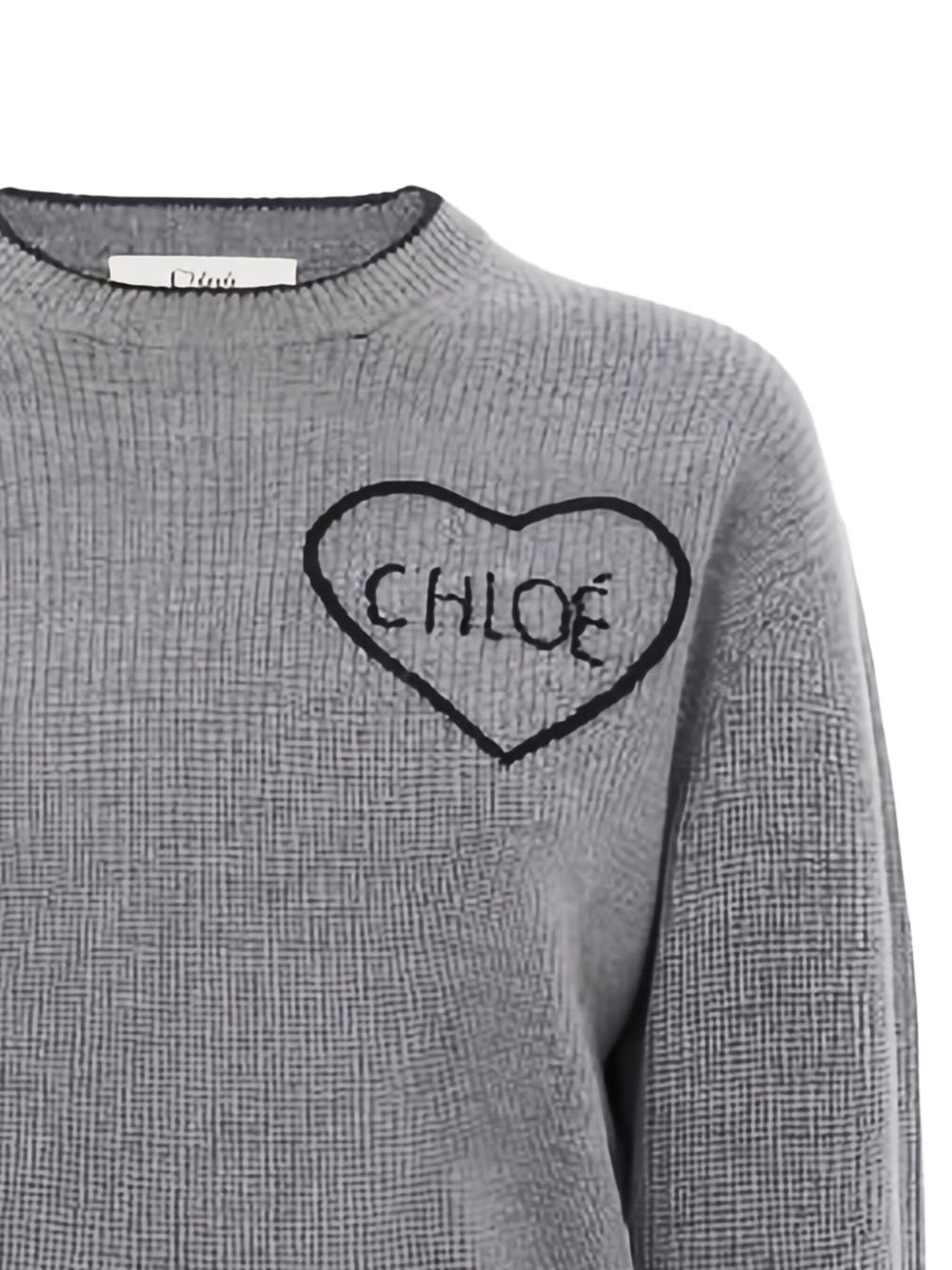 Chloé Cashmere Crewneck Sweater In Gray