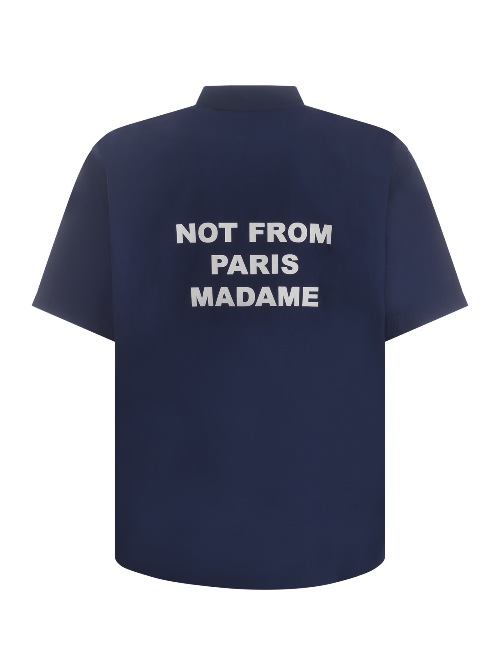 Shop Drôle De Monsieur Shirt Drole De Monsierur Slogan In Cotton Poplin In Blu